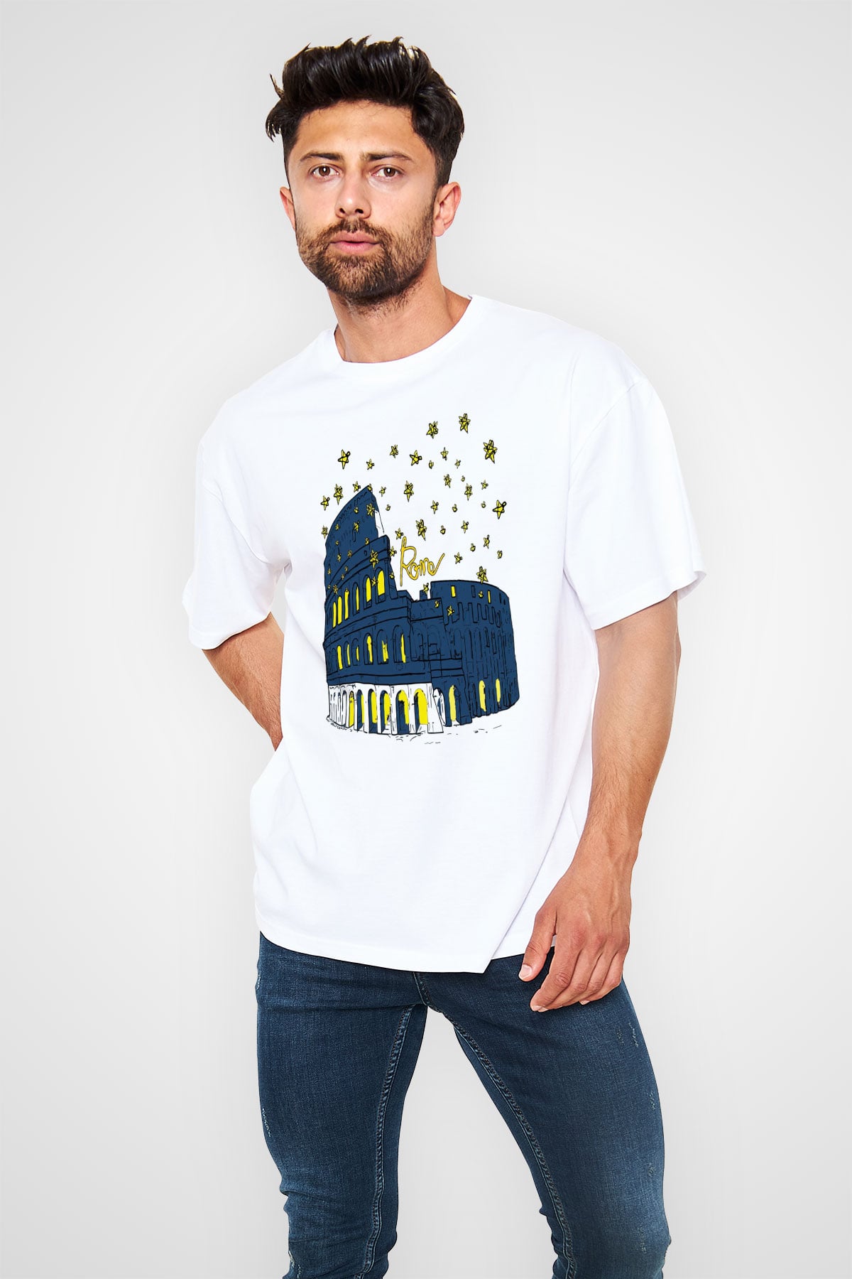 Kolezyum Beyaz Unisex Tişört T-Shirt - TişörtFabrikası