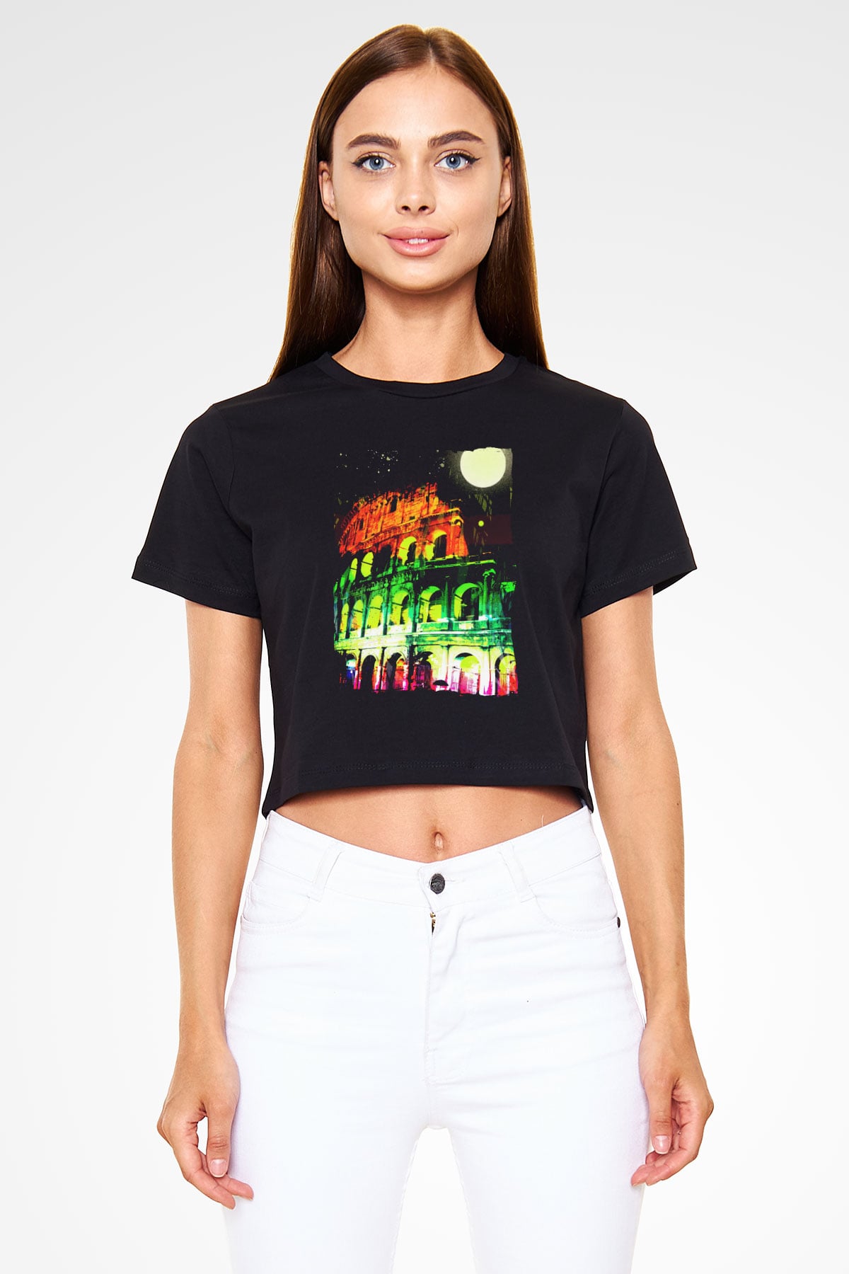 Kolezyum Siyah  Crop Top Tişört