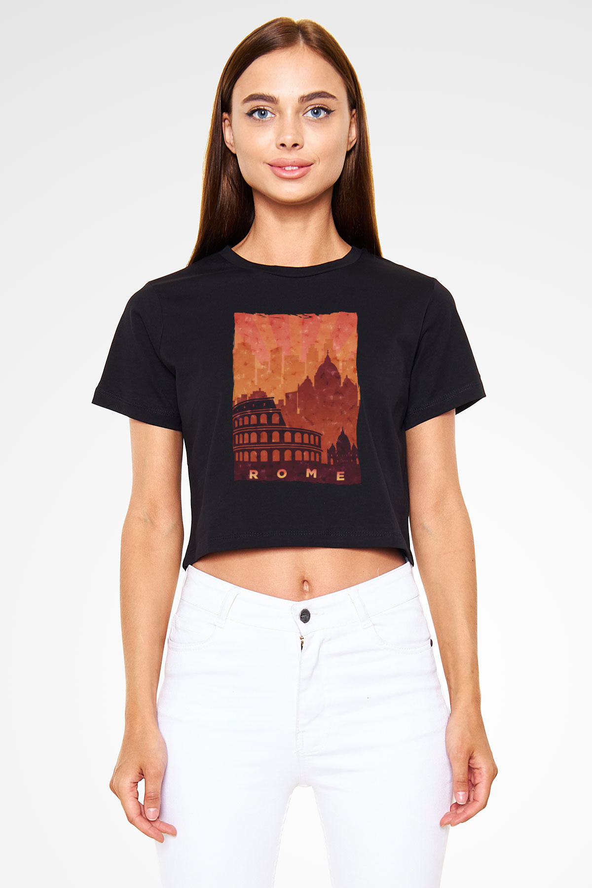 Kolezyum Siyah  Crop Top Tişört
