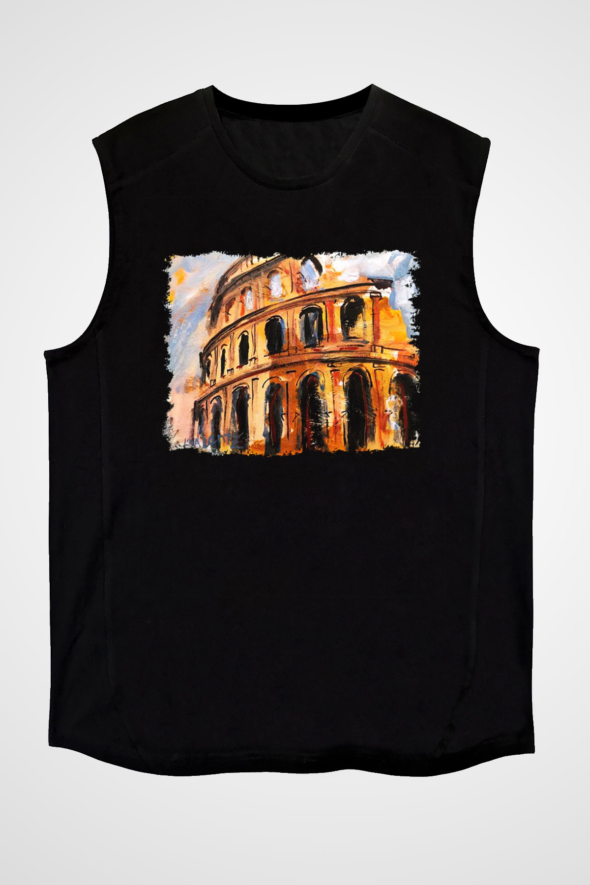 Kolezyum Siyah Unisex Kolsuz Tişört