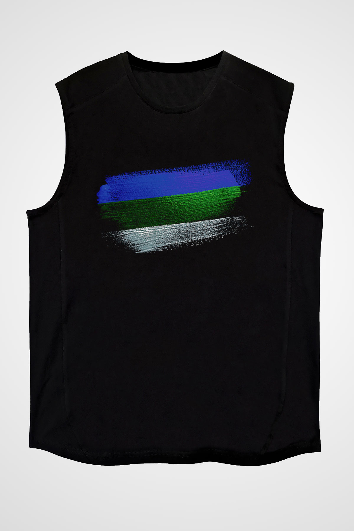 Komi Cumhuriyeti - Komi Republic Bayrağı Baskılı Unisex Siyah Kolsuz Tişört