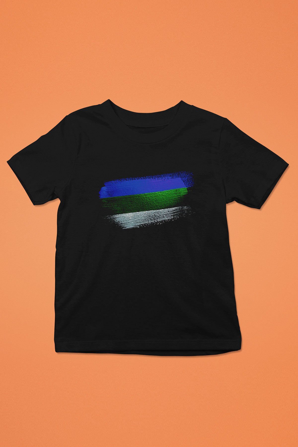 Komi Cumhuriyeti - Komi Republic Bayrağı Baskılı Unisex Siyah Çocuk Tişörtü