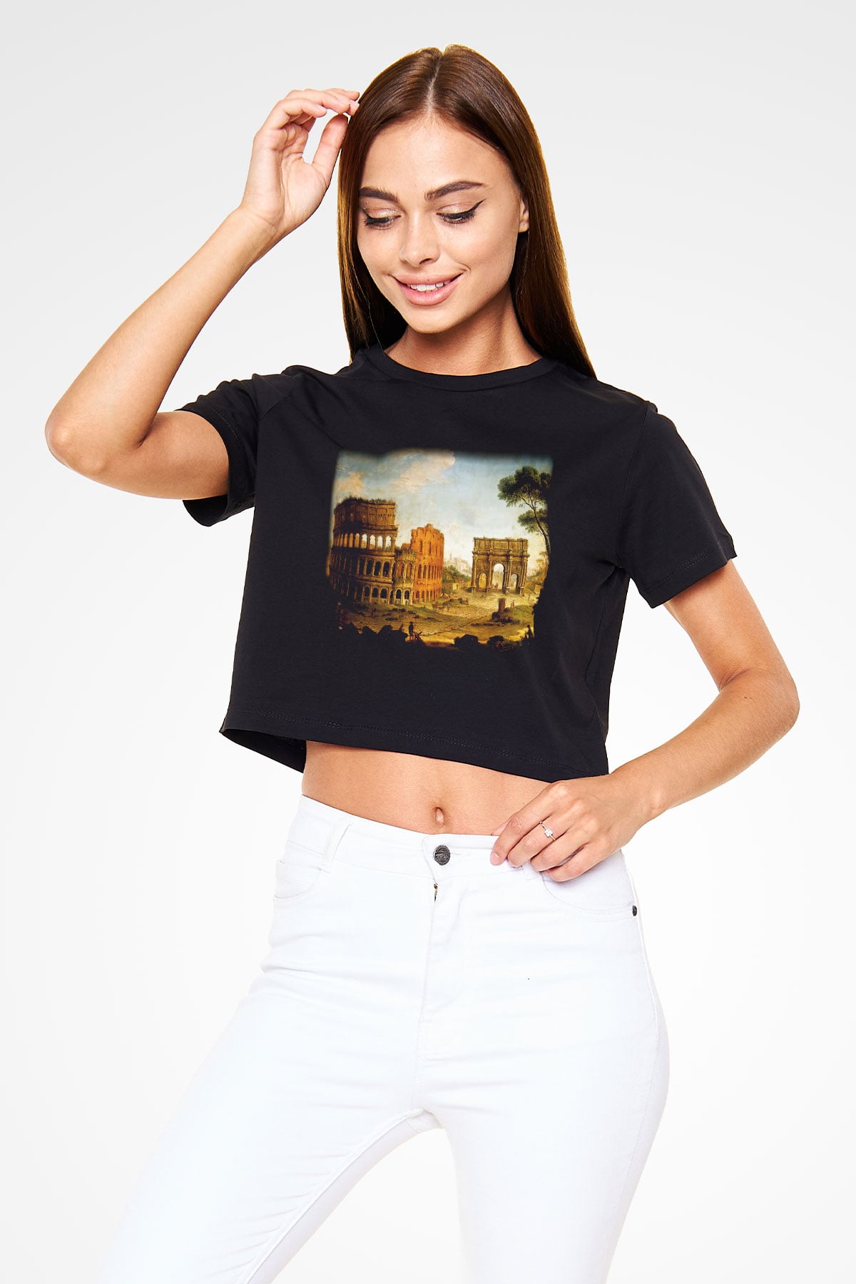 Konstantin takı Siyah Crop Top Tişört
