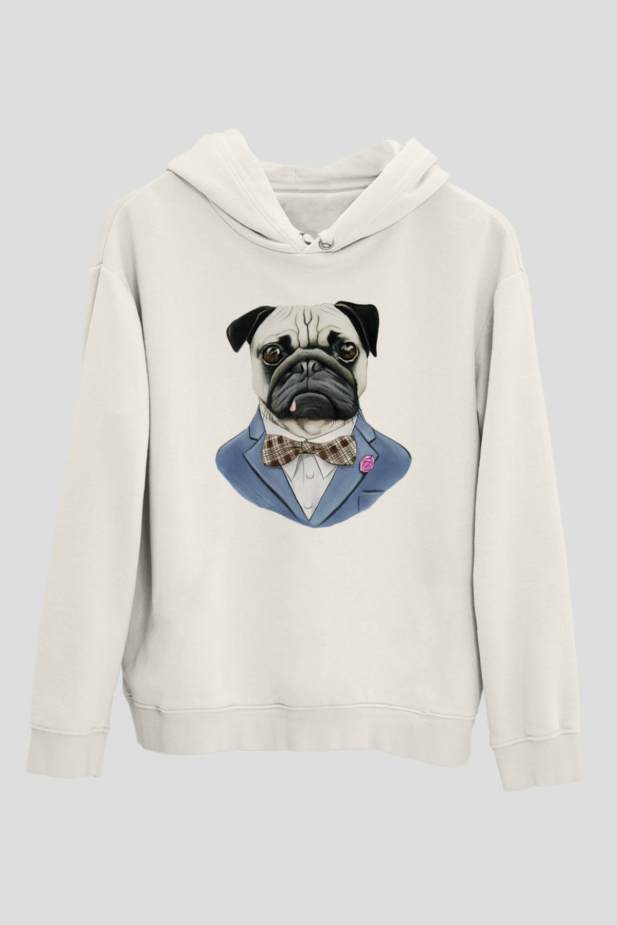 Köpek Beyaz Unisex Kapşonlu Sweatshirt