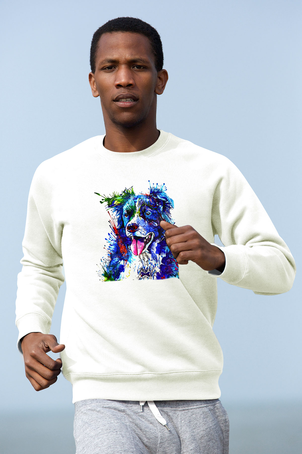 Köpek Beyaz Unisex Sweatshirt