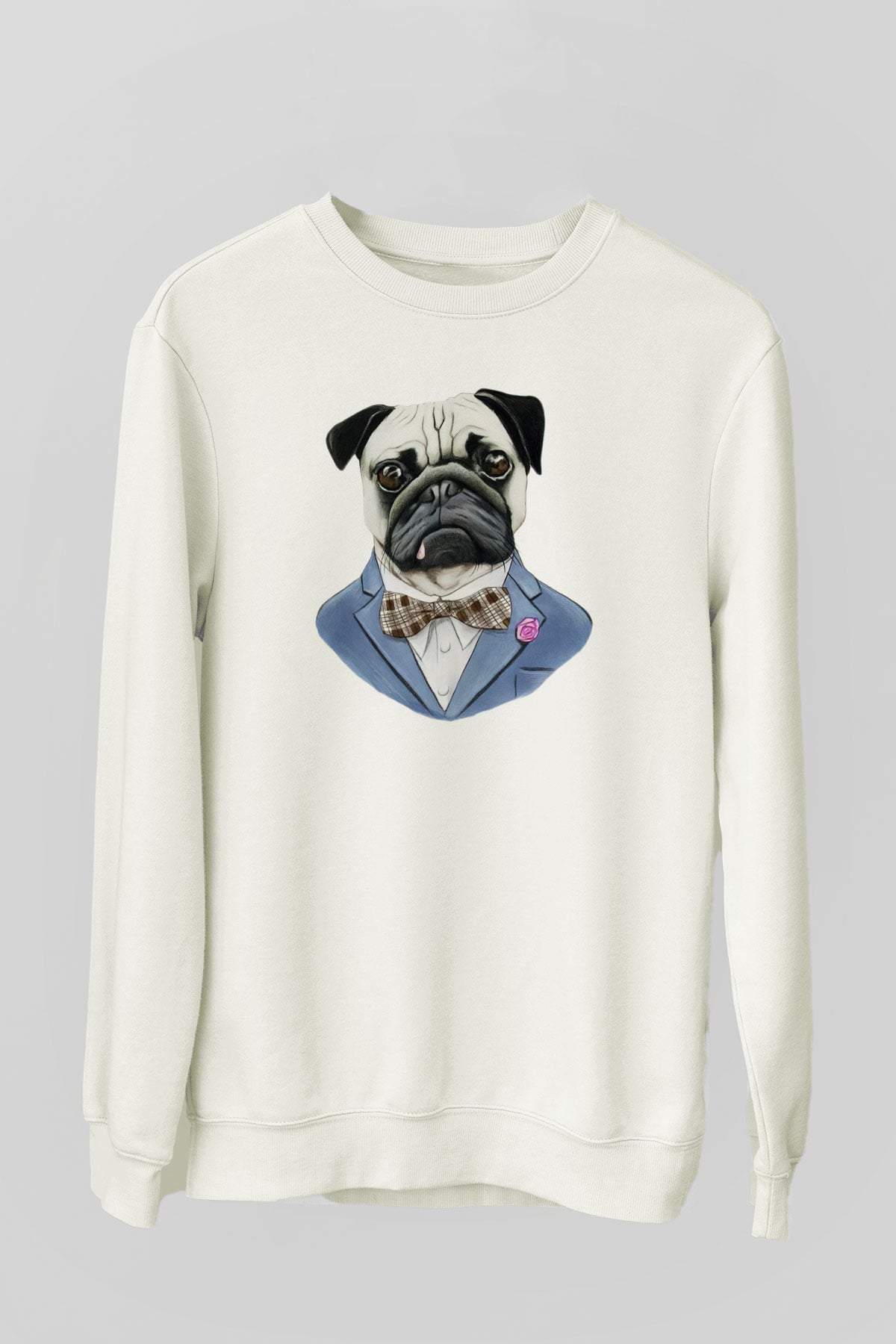 Köpek Beyaz Unisex Sweatshirt