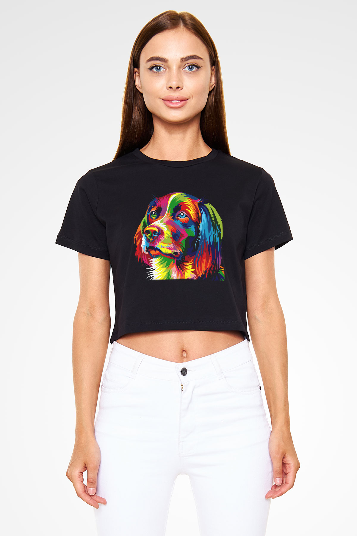 Köpek Siyah Crop Top Tişört