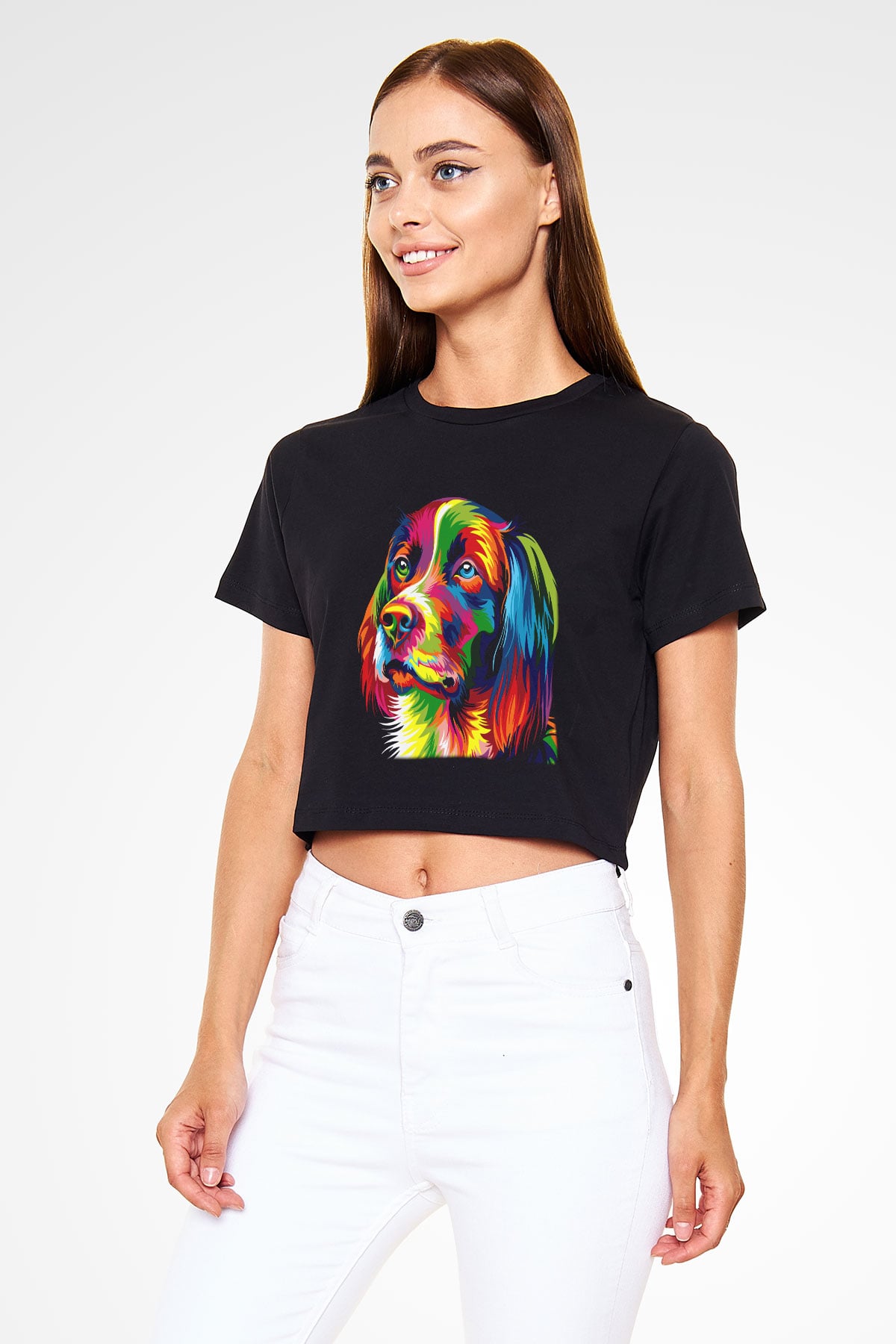 Köpek Siyah Crop Top Tişört