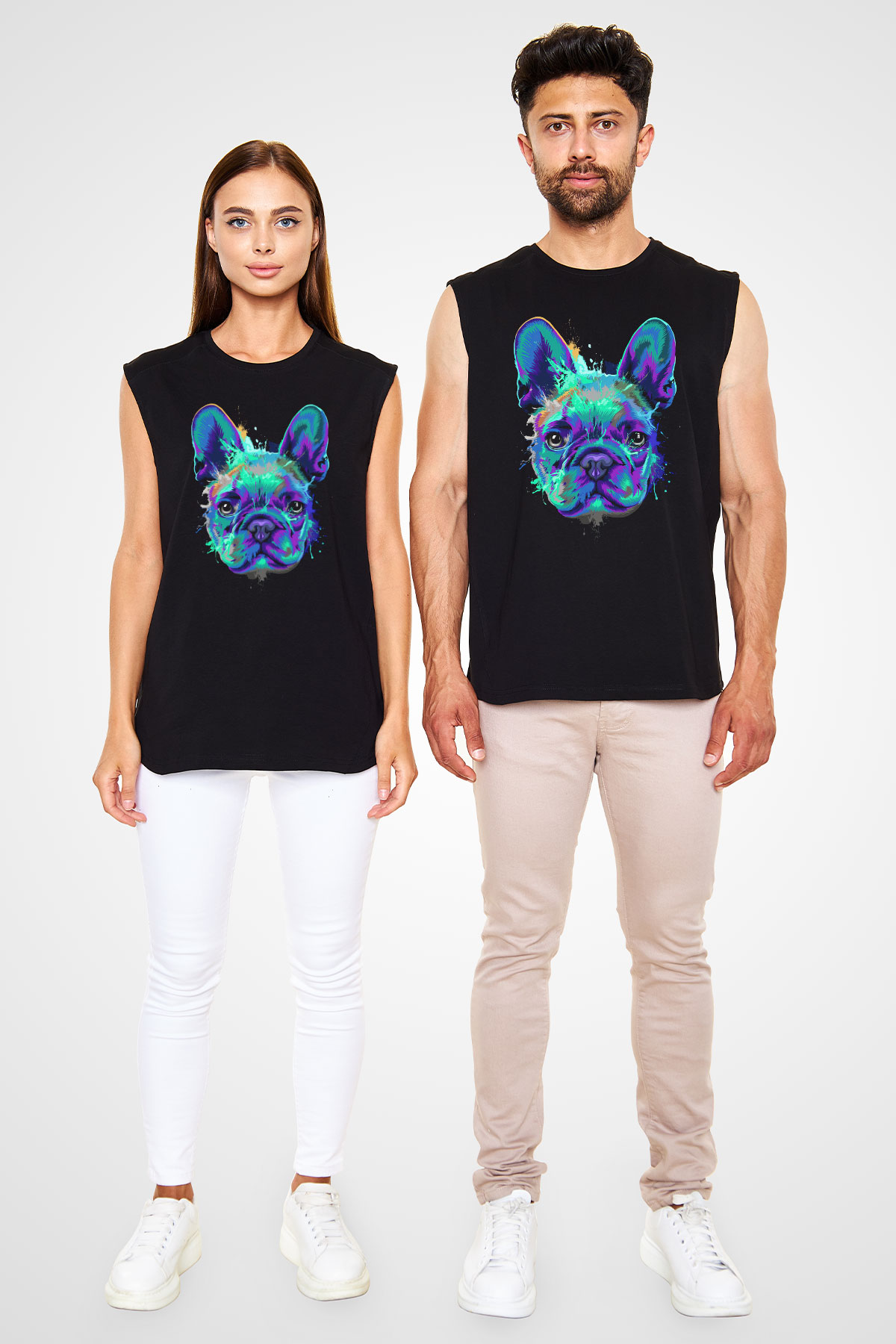 Köpek Siyah Unisex Kolsuz Tişört