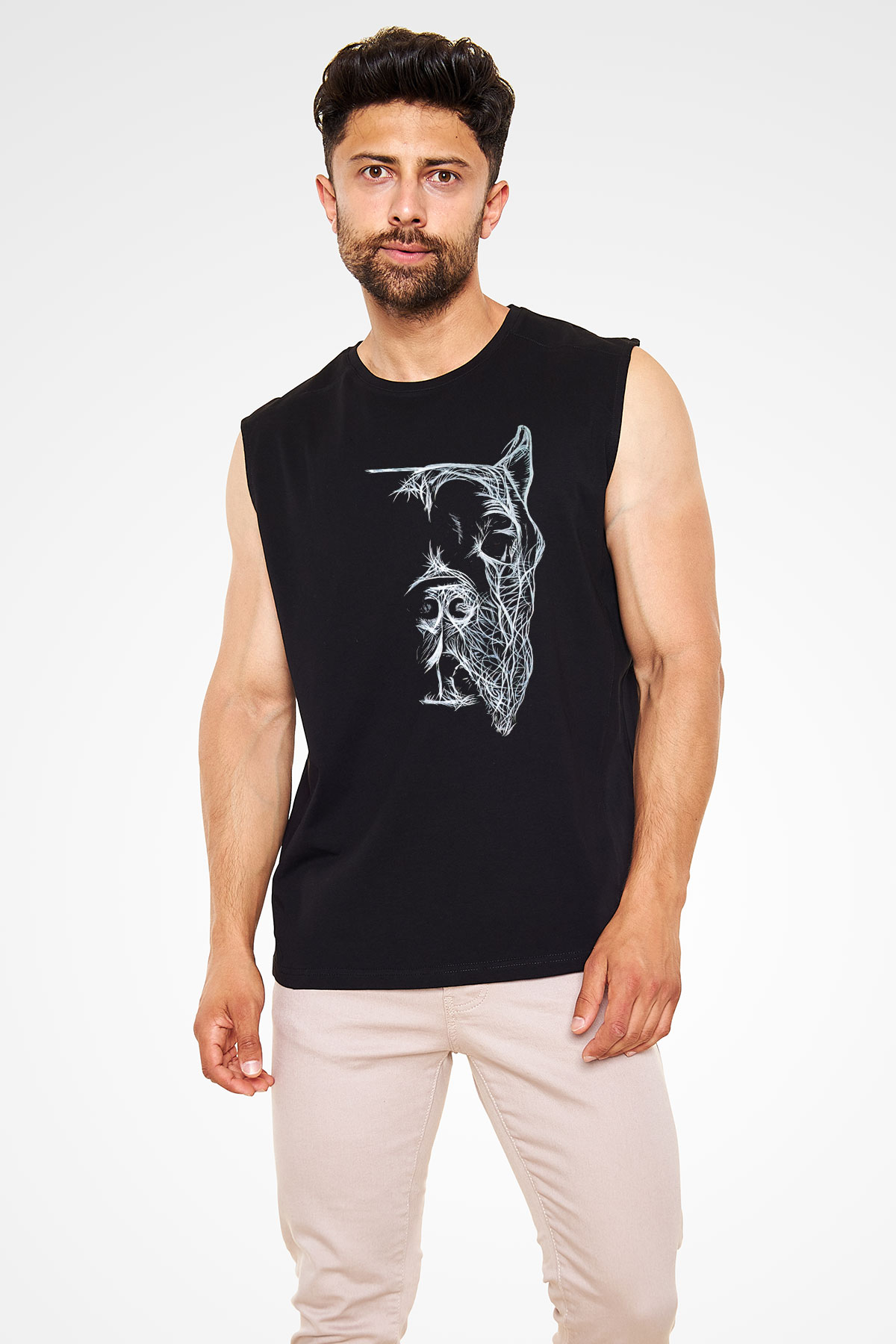 Köpek Siyah Unisex Kolsuz Tişört