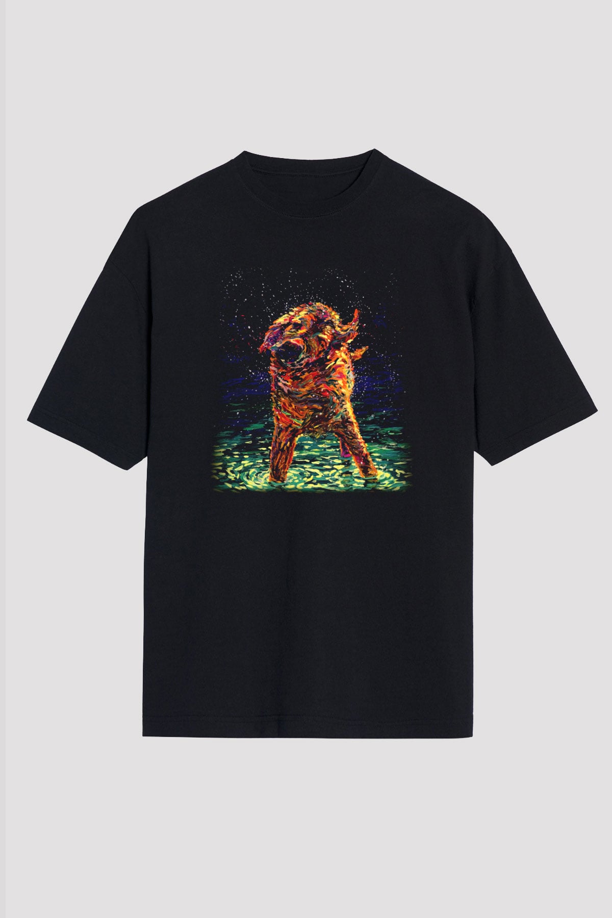 Köpek Siyah Unisex Oversize Tişört T-Shirt