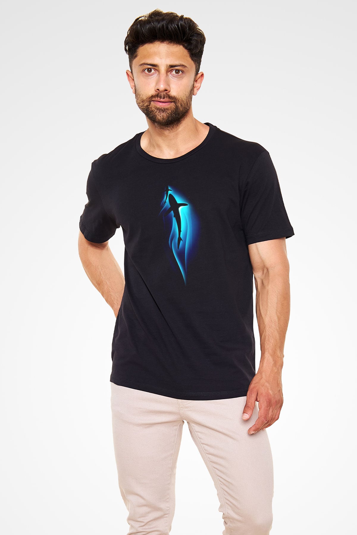 Köpekbalığı Siyah Unisex Tişört T-Shirt - TişörtFabrikası