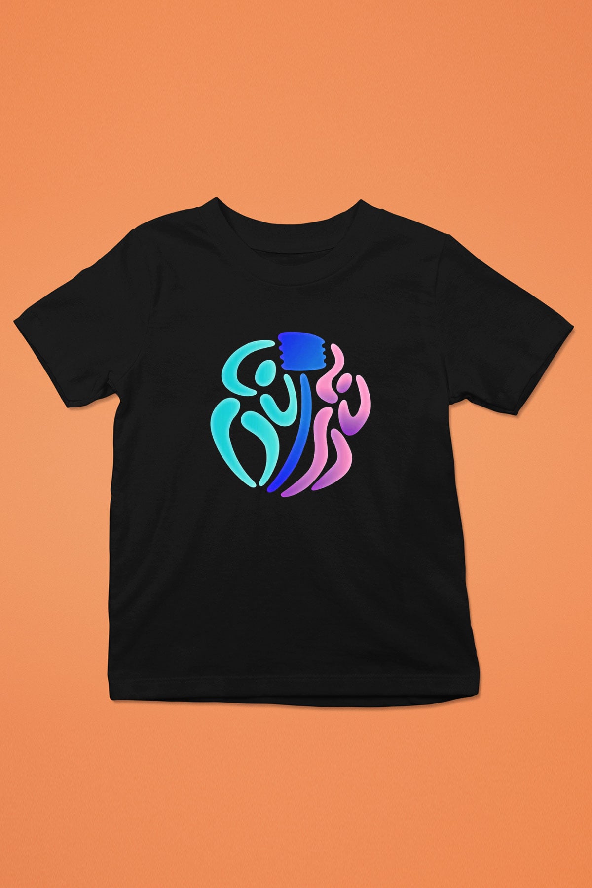 Korfbol Baskılı Unisex Siyah Çocuk Tİşörtü - Tshirt