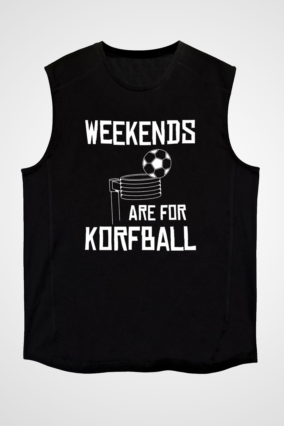 Korfbol Baskılı Unisex Siyah Kolsuz Tişört