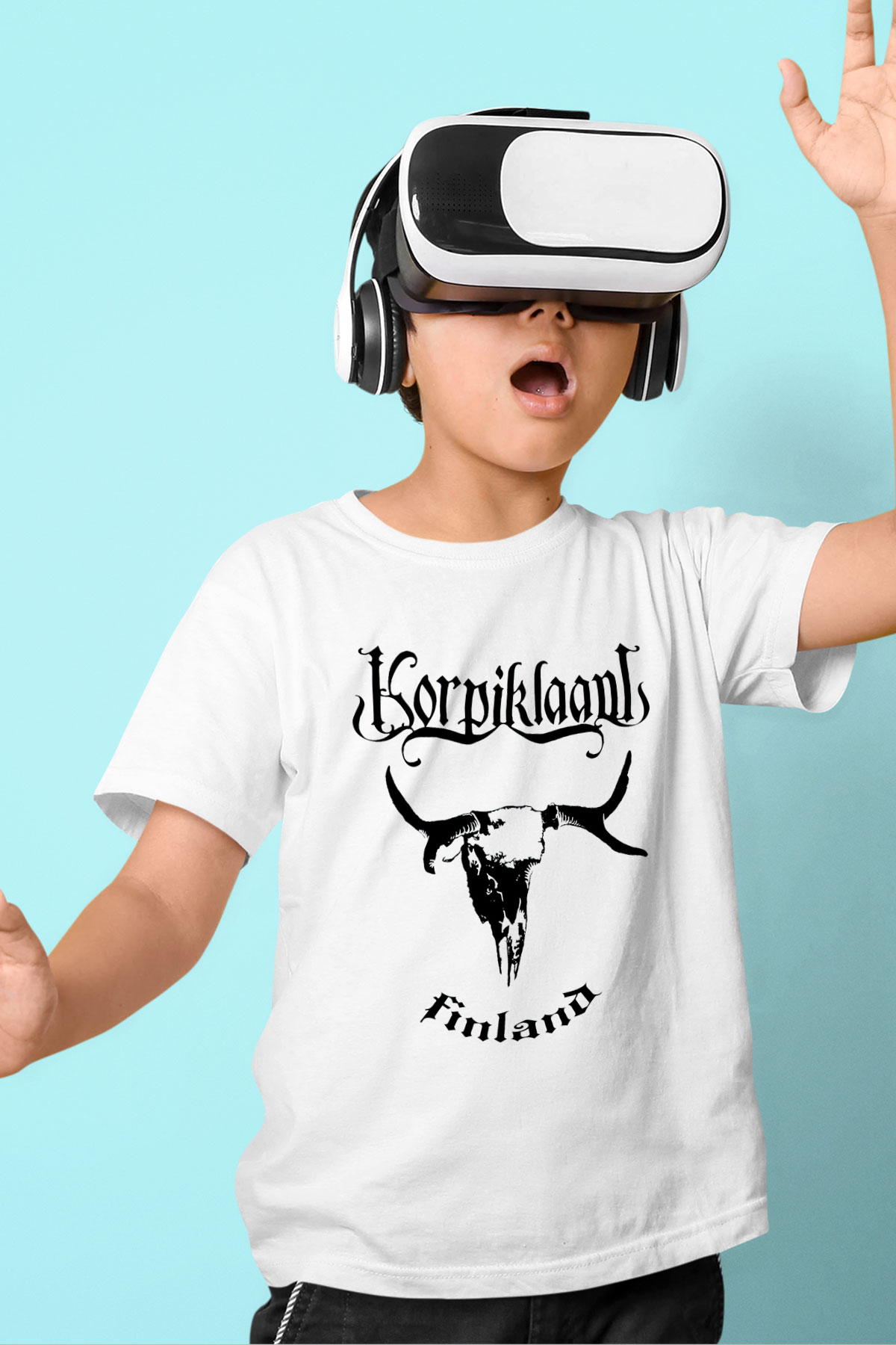 Korpiklaani Baskılı Beyaz Unisex Çocuk Tişört