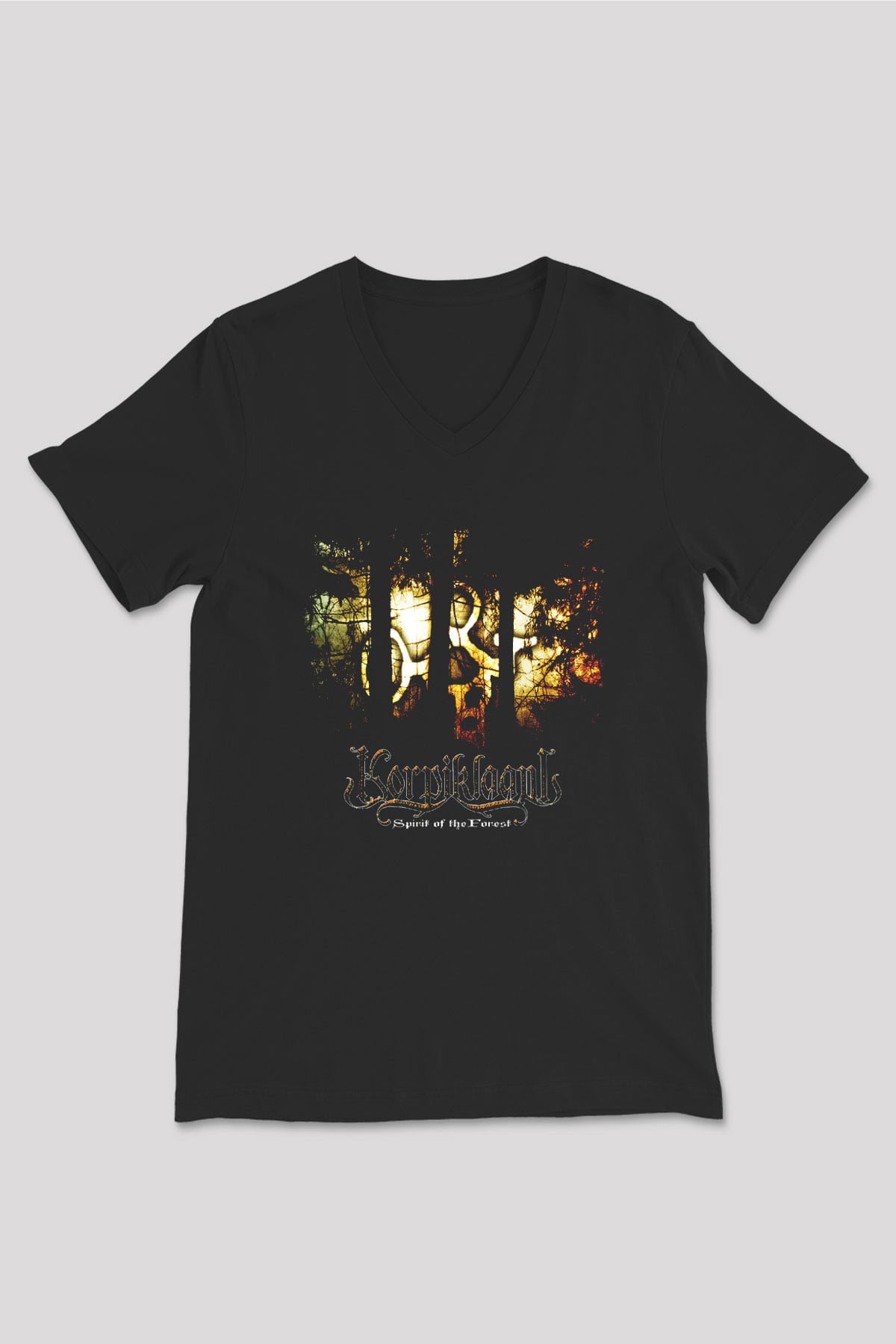 Korpiklaani Siyah Unisex V Yaka Tişört T-Shirt