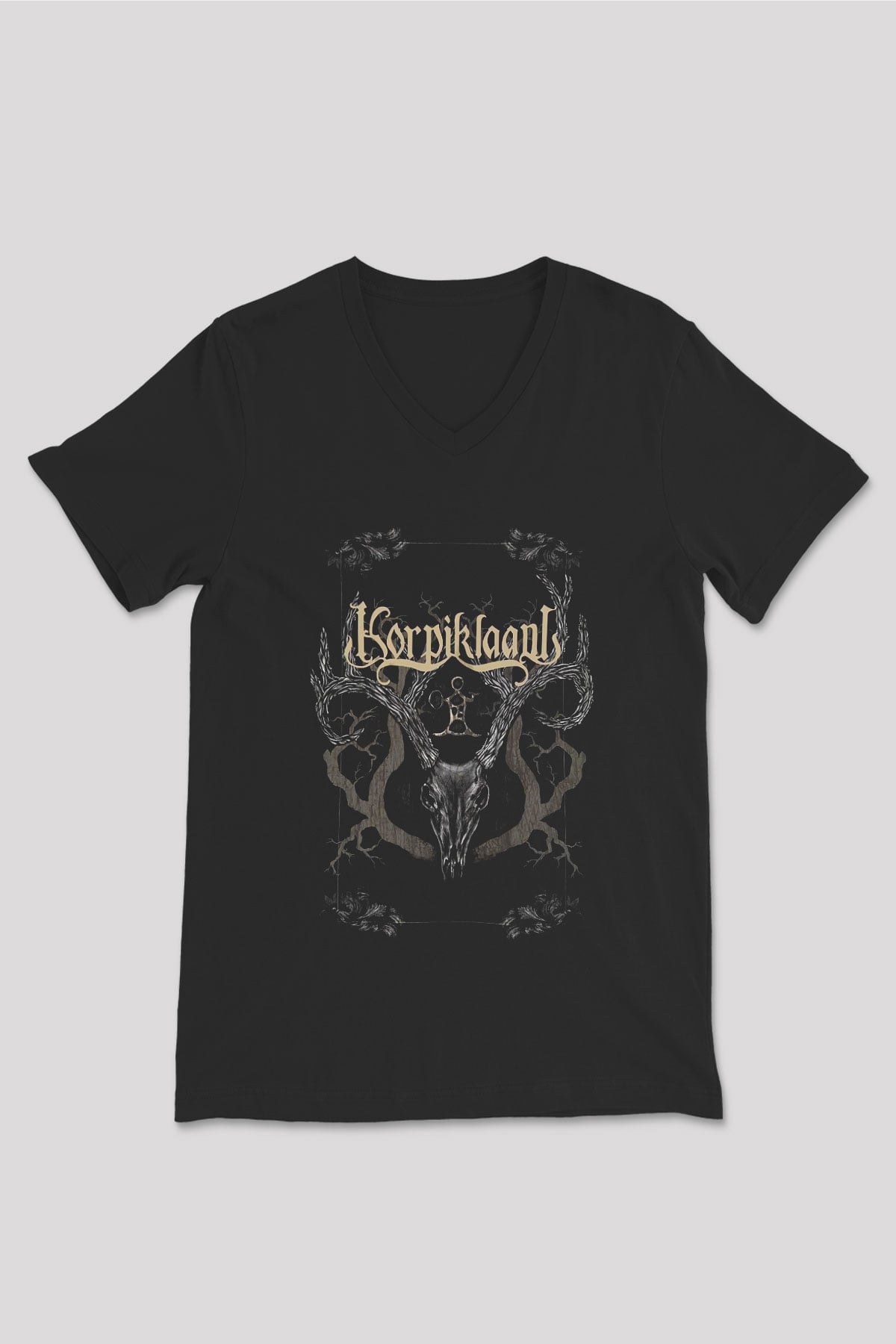 Korpiklaani Siyah Unisex V Yaka Tişört T-Shirt