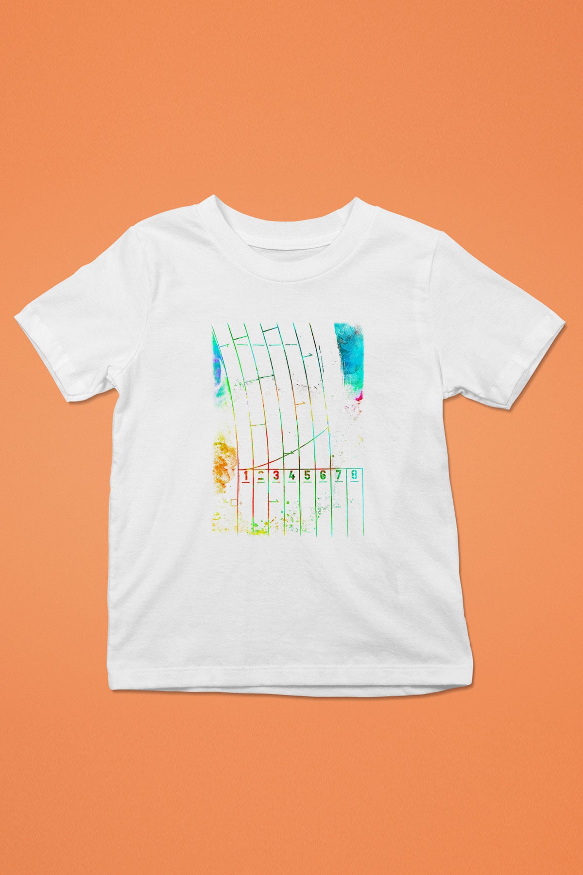 Koşu Baskılı Unisex Beyaz Çocuk Tişört - Tshirt