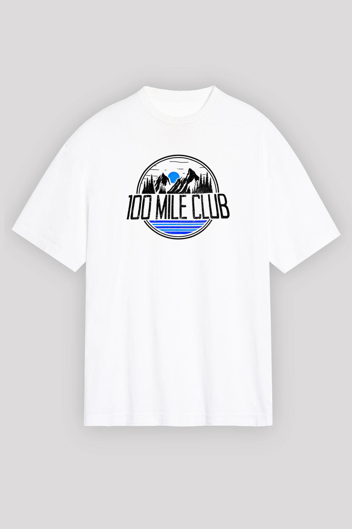 Koşu Baskılı Unisex Beyaz Oversize Tişört - Tshirt