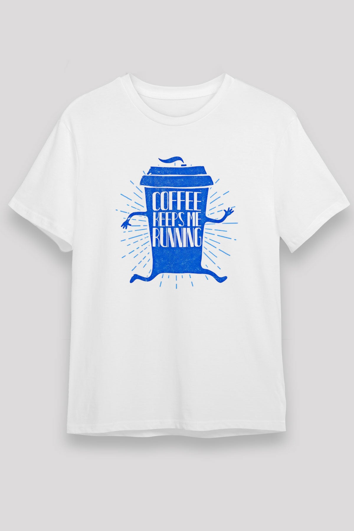Koşu Baskılı Unisex Beyaz Tişört - Tshirt