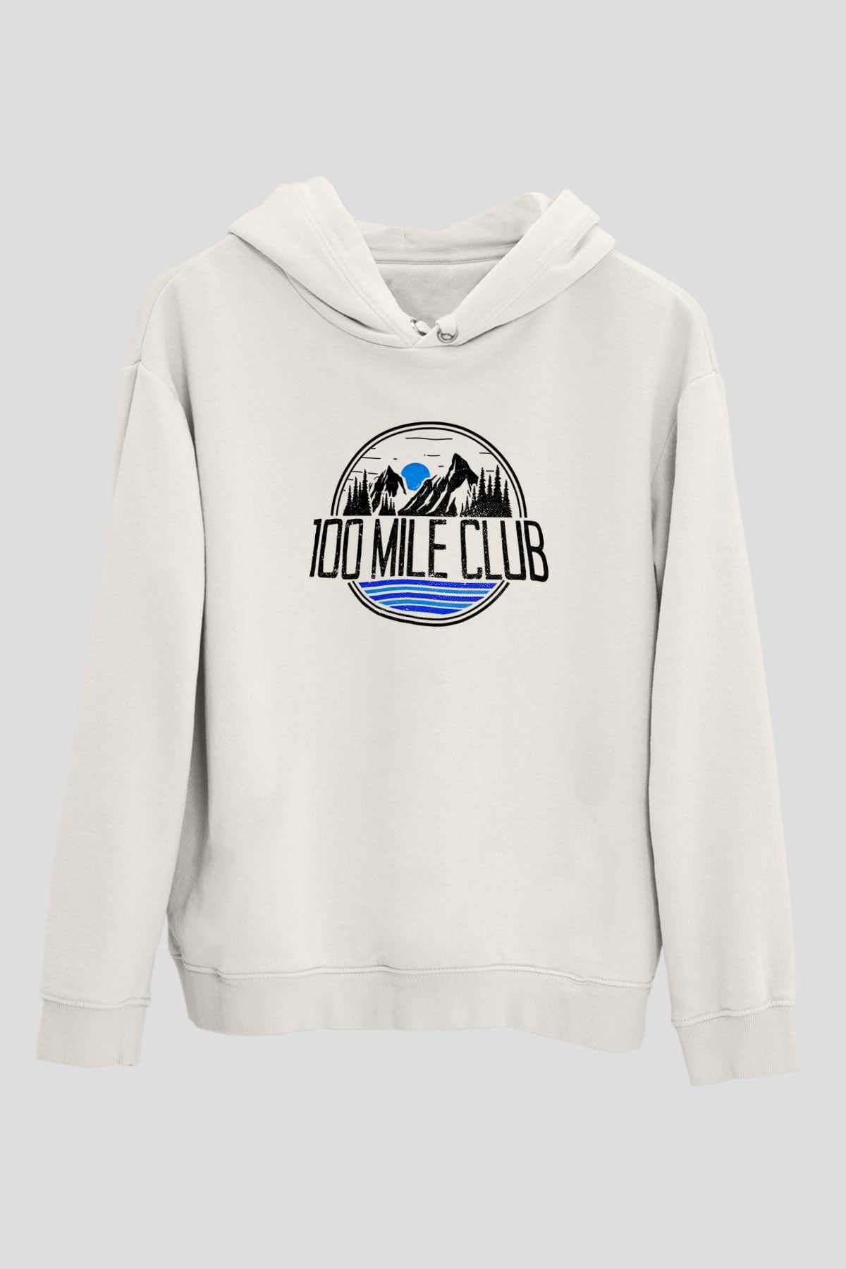 Koşu Baskılı Unisex Ekru Hoodie