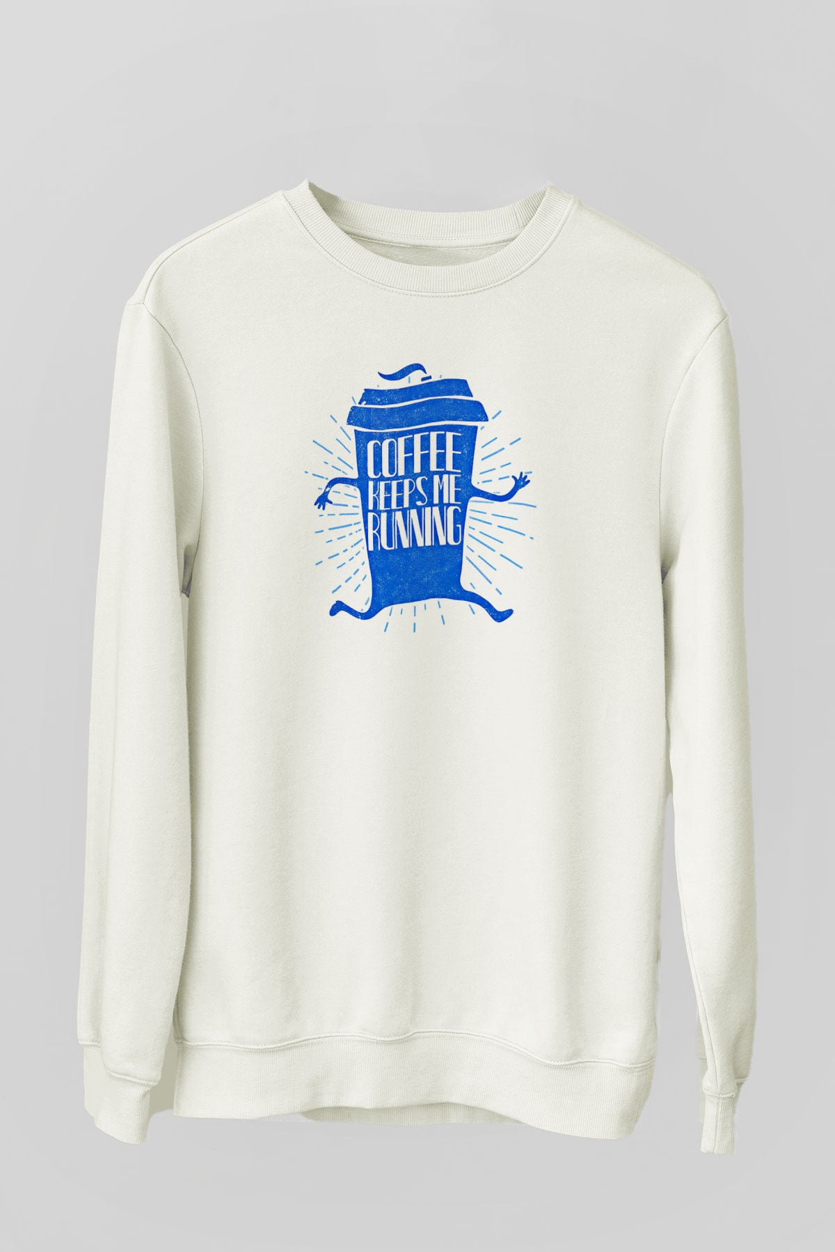 Koşu Baskılı Unisex Ekru Sweatshirt
