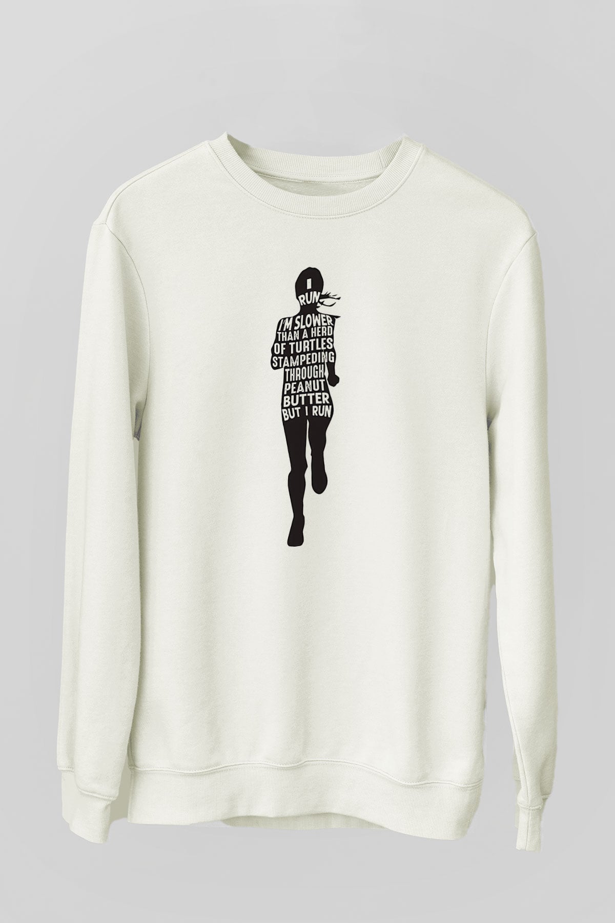 Koşu Baskılı Unisex Ekru Sweatshirt