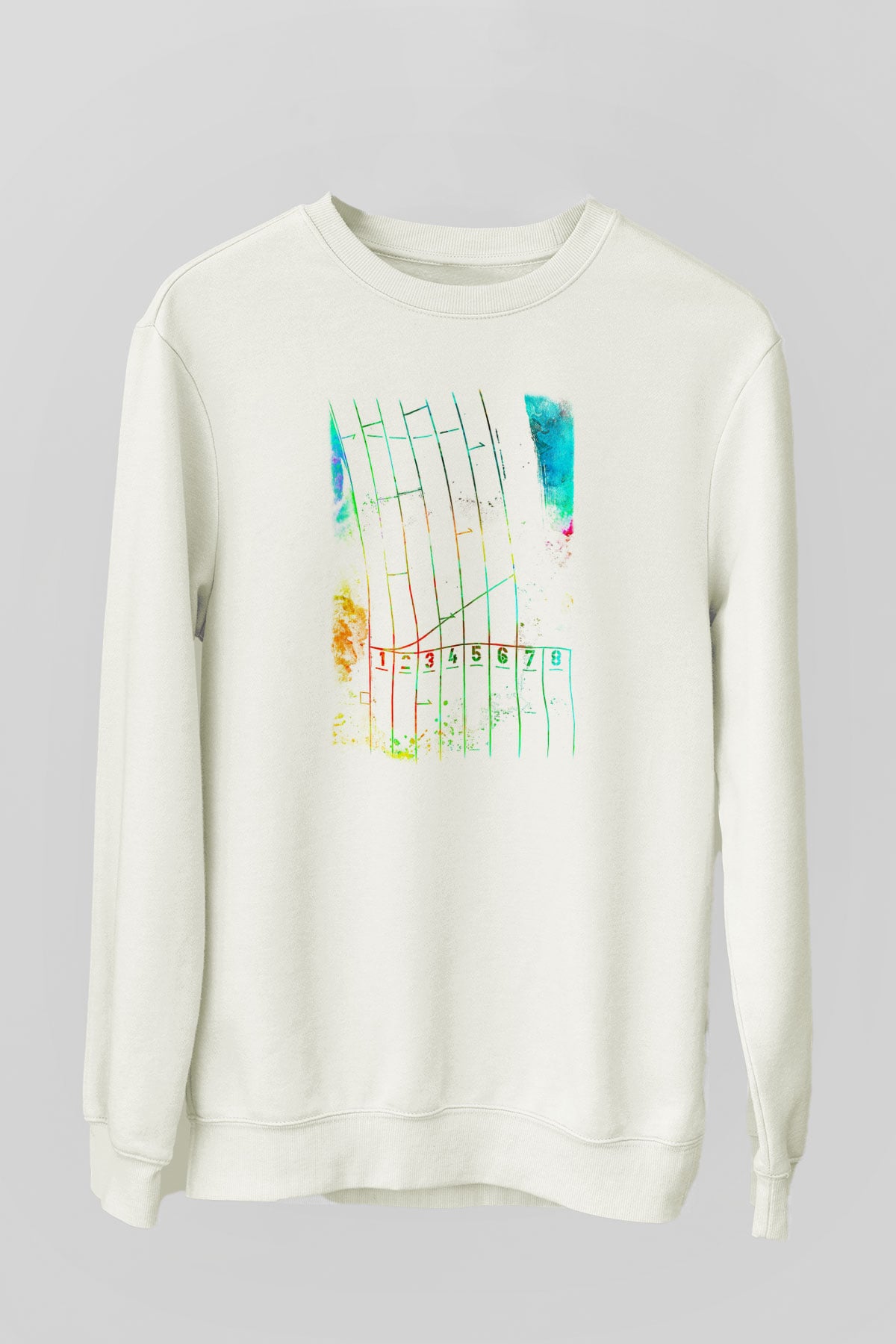 Koşu Baskılı Unisex Ekru Sweatshirt