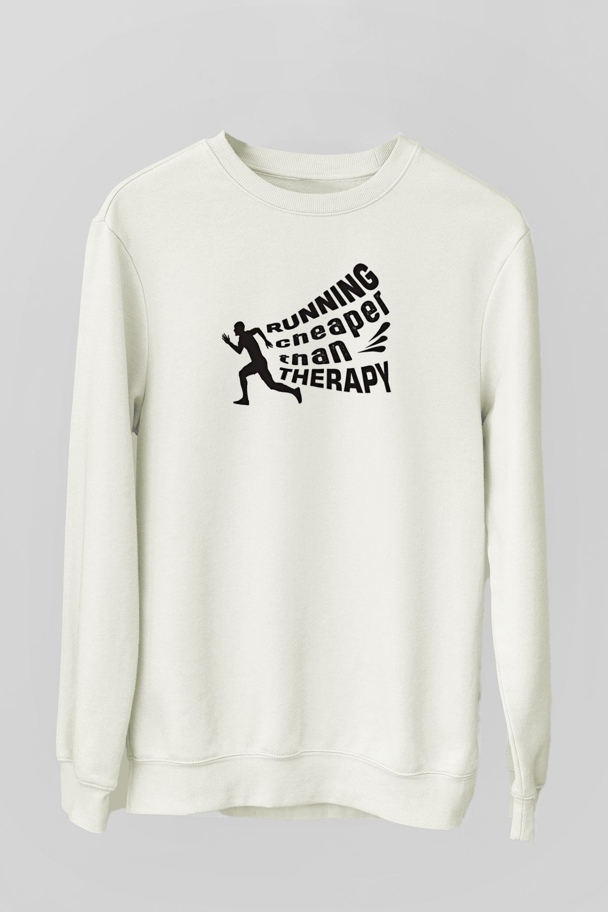 Koşu Baskılı Unisex Ekru Sweatshirt