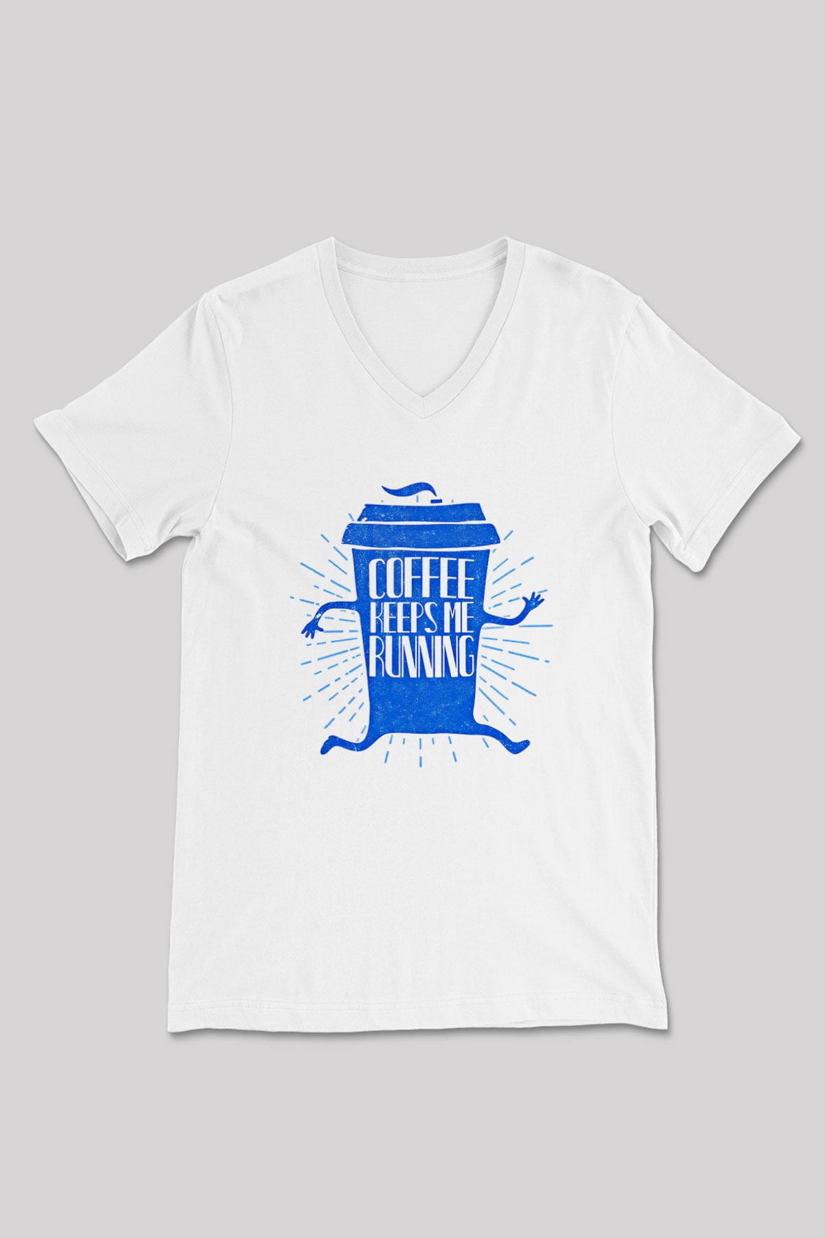 Koşu Baskılı Unisex V Yaka Tişört - Tshirt