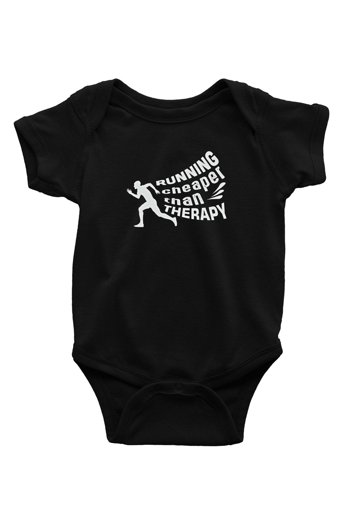 Koşu - Running Baskılı Unisex Siyah Bebek Body - Zıbın