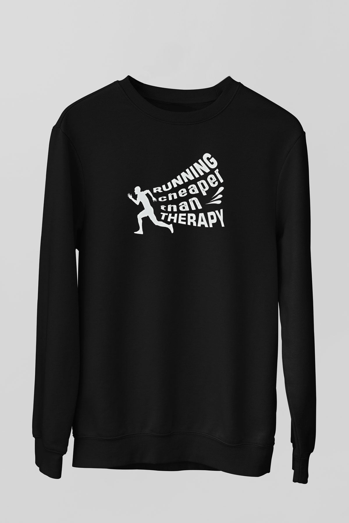 Koşu - Running Baskılı Unisex Siyah Sweatshirt