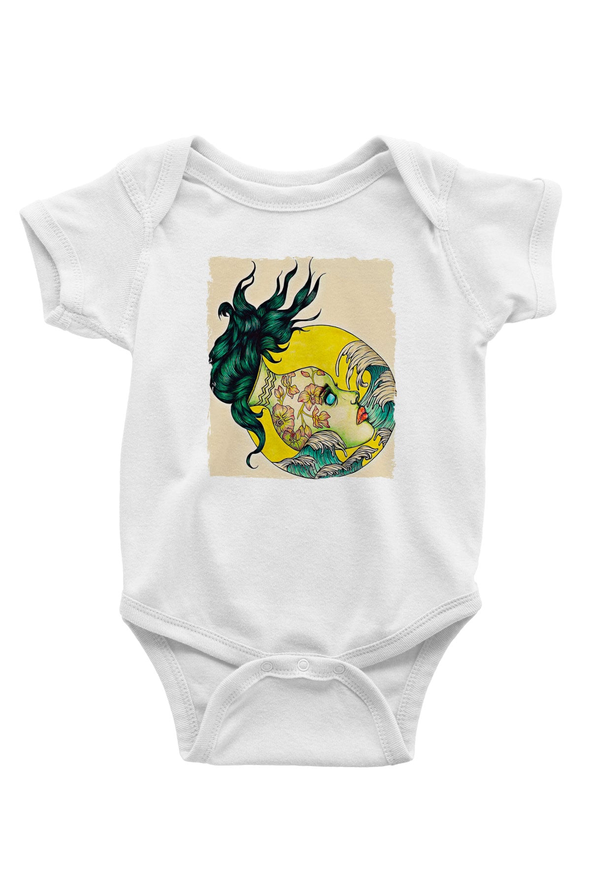 Kova Burcu Baskılı Beyaz Unisex Bebek Body - Zıbın