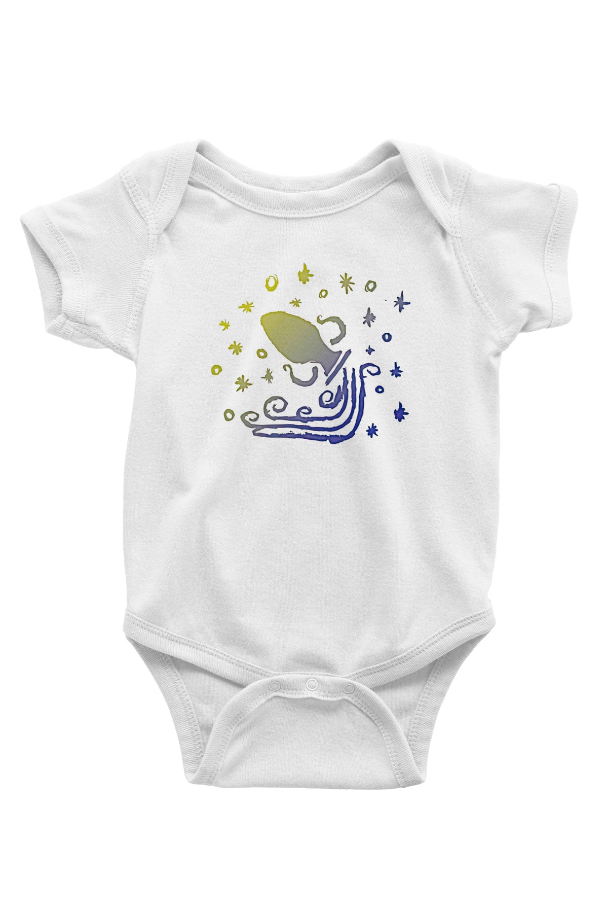 Kova Burcu Baskılı Beyaz Unisex Bebek Body - Zıbın