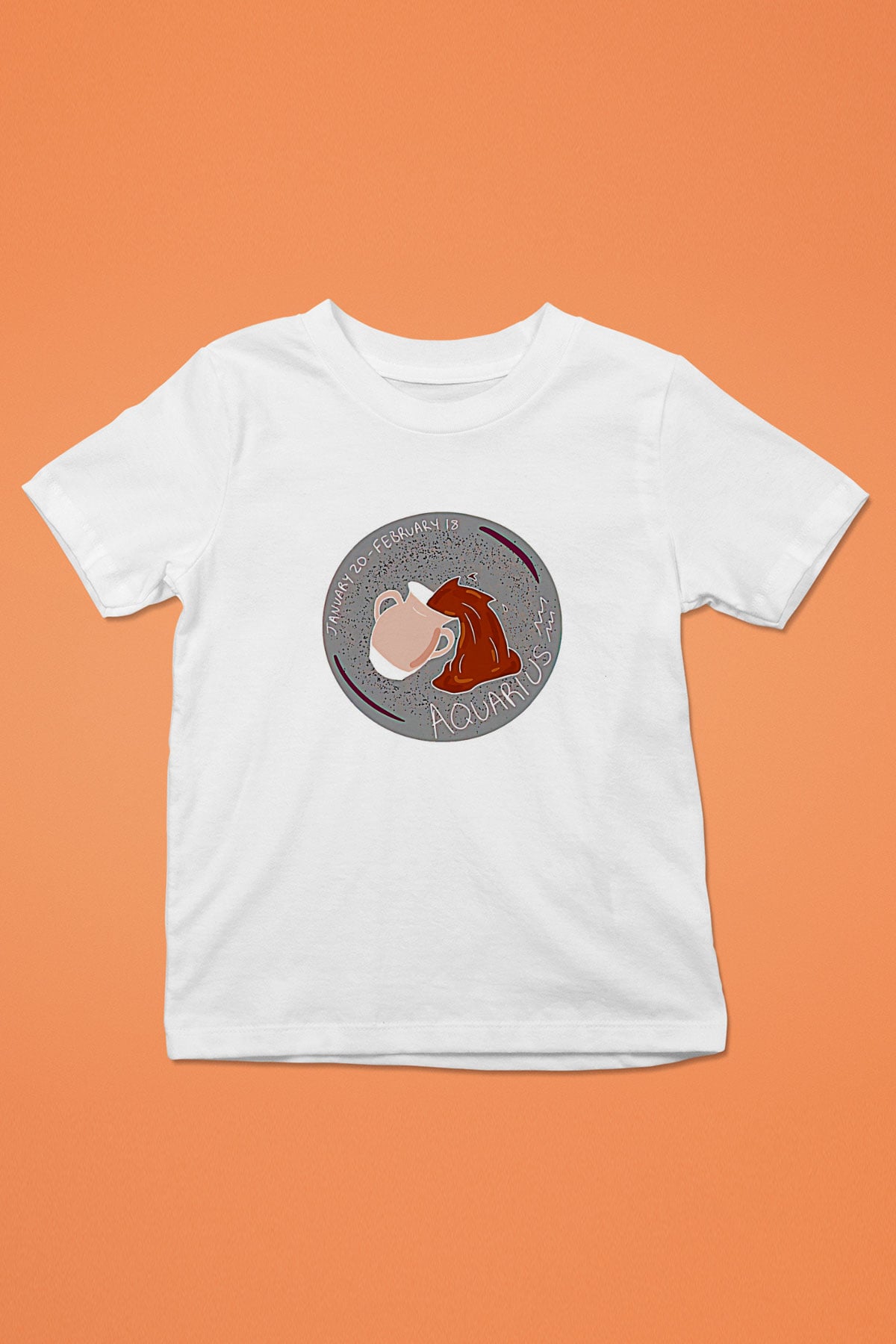 Kova Burcu Baskılı Beyaz Unisex Beyaz Çocuk Tişört - Tshirt