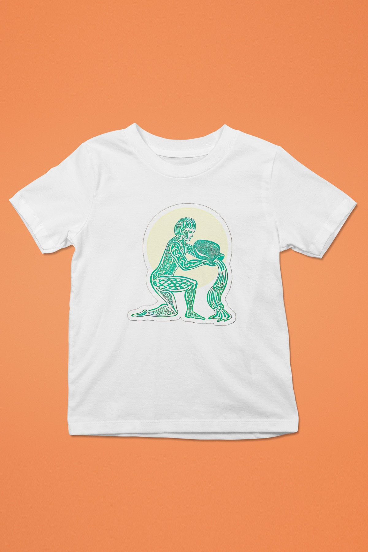 Kova Burcu Baskılı Beyaz Unisex Beyaz Çocuk Tişört - Tshirt