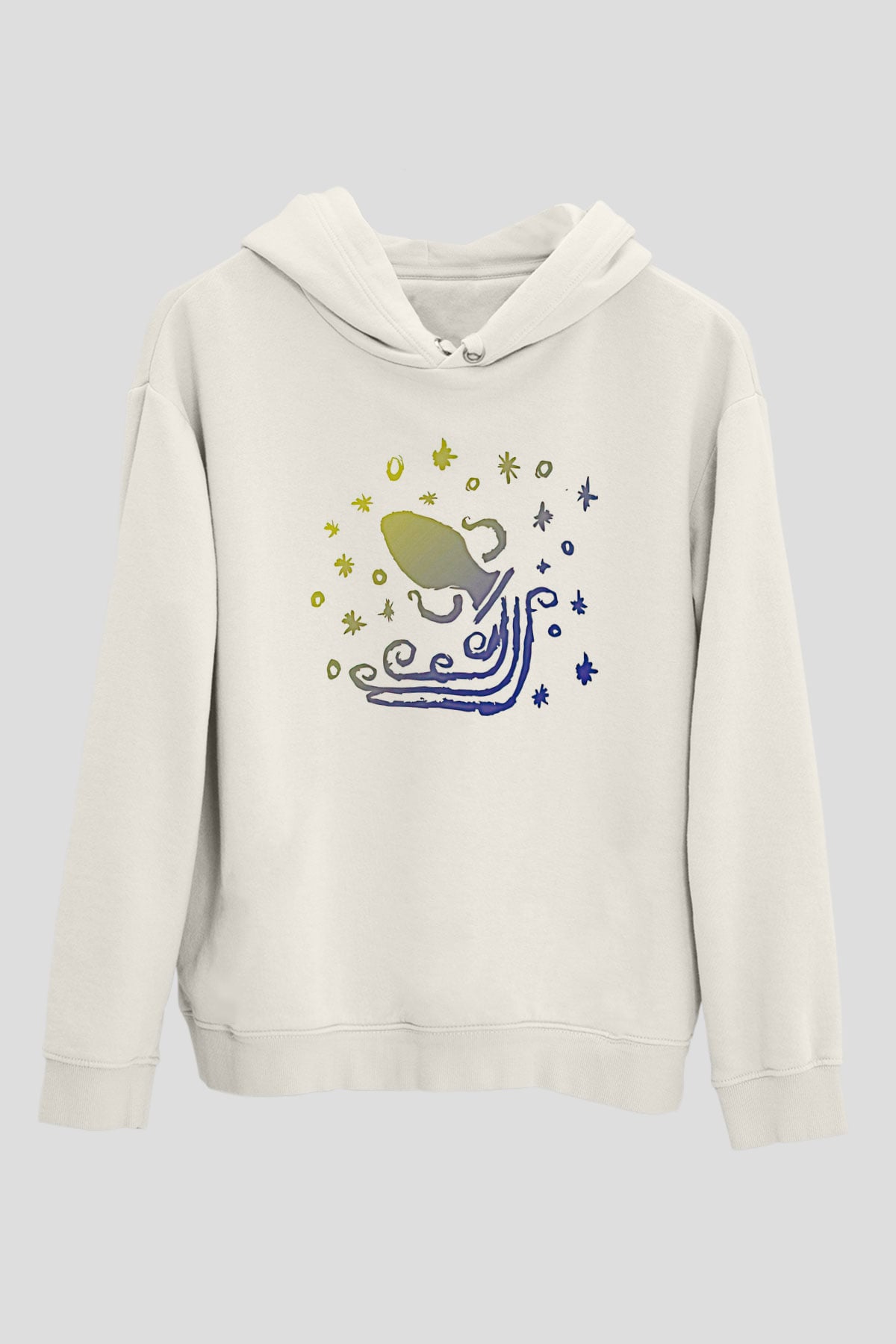 Kova Burcu Baskılı Beyaz Unisex Hoodie