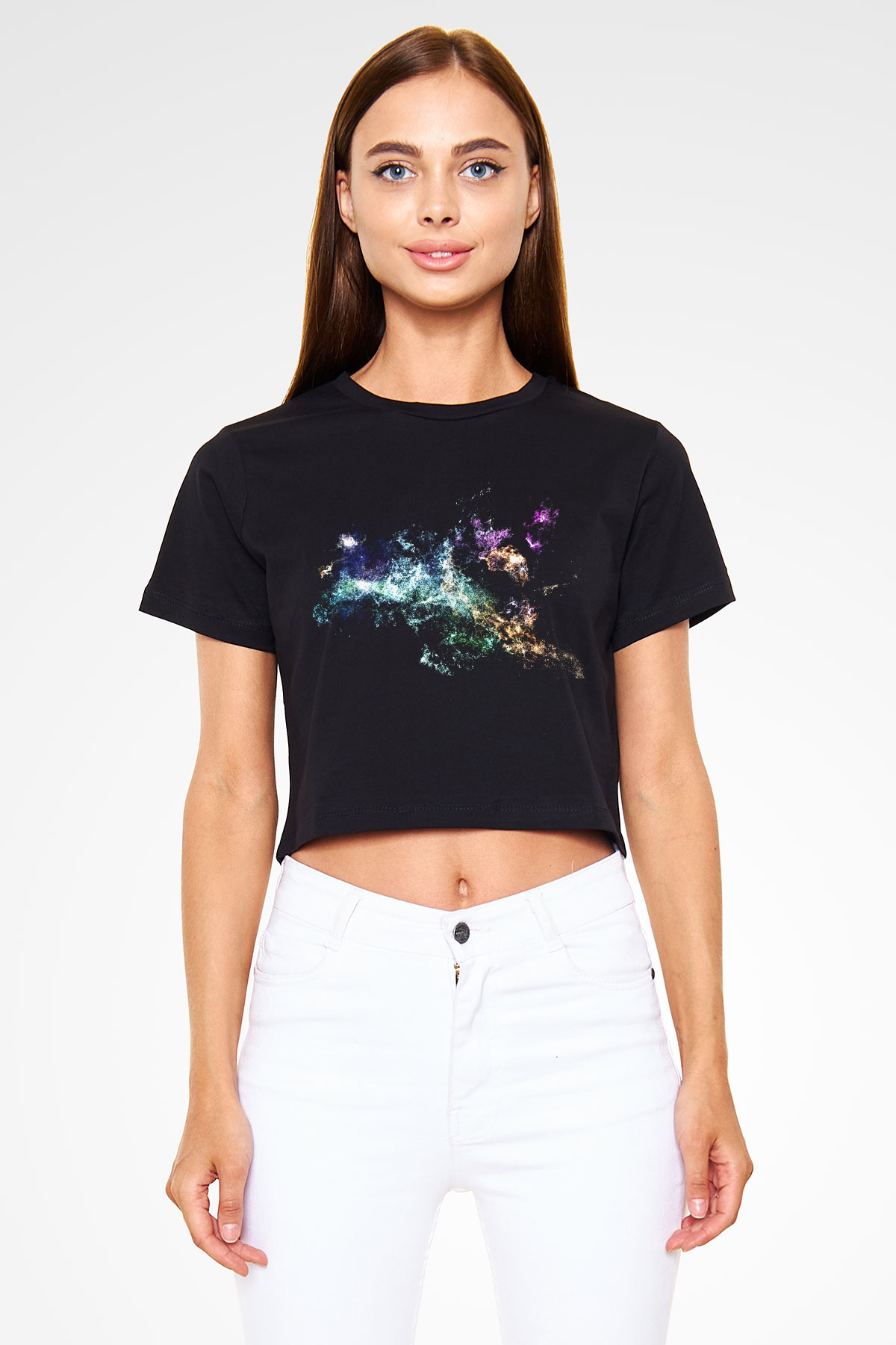 Kozmolog Siyah Crop Top Tişört