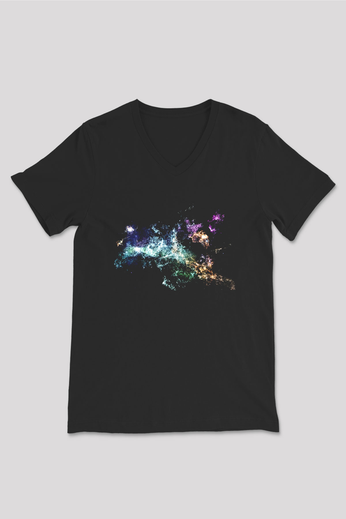 Kozmolog Siyah Unisex V Yaka Tişört T-Shirt