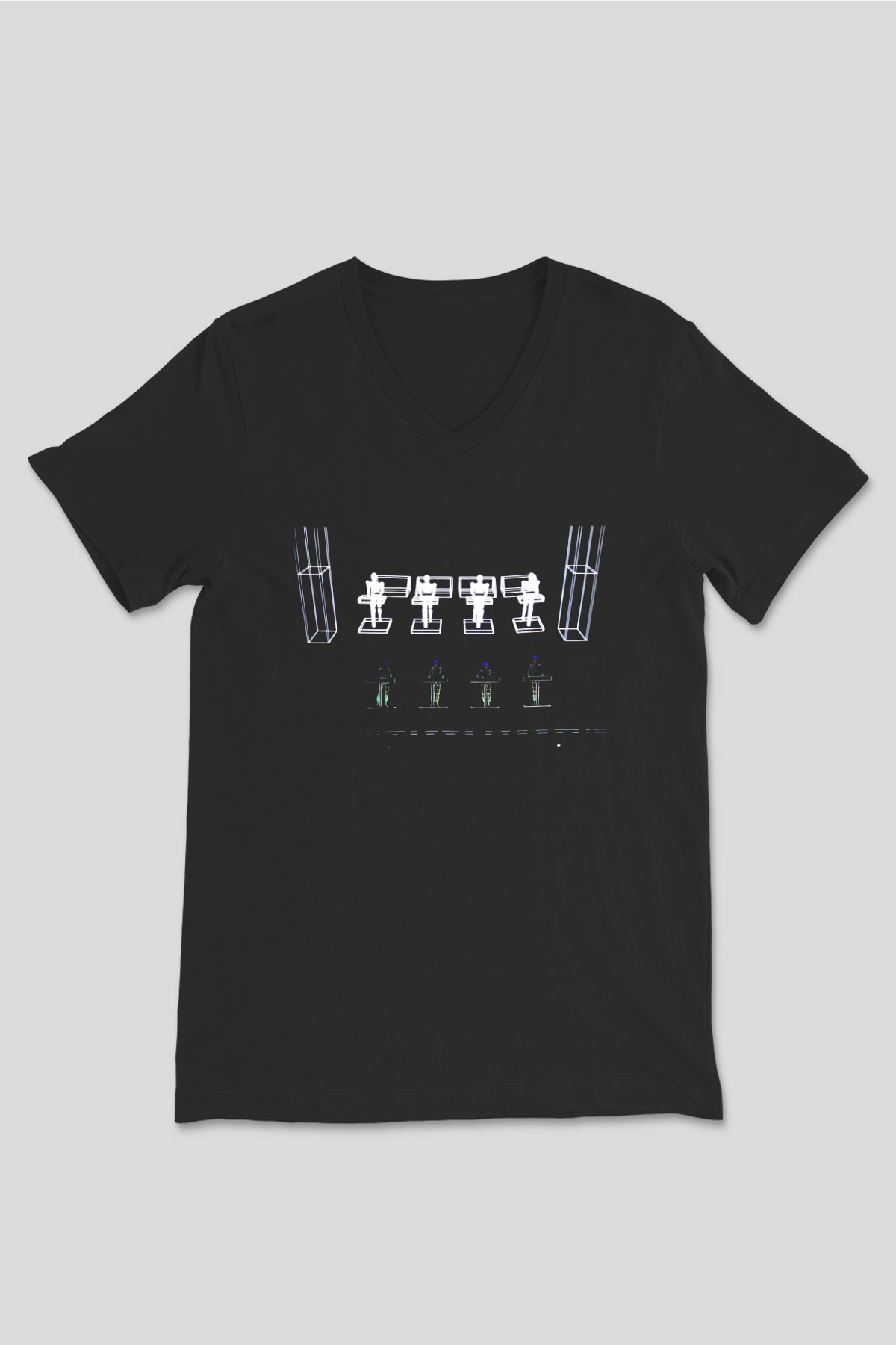 Kraftwerk Siyah Unisex V Yaka Tişört T-Shirt