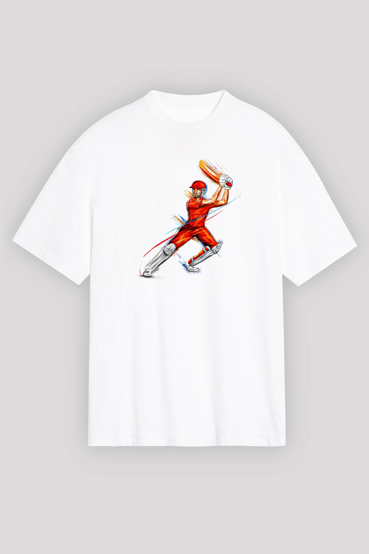 Kriket Baskılı Unisex Beyaz Oversize Tişört - Tshirt