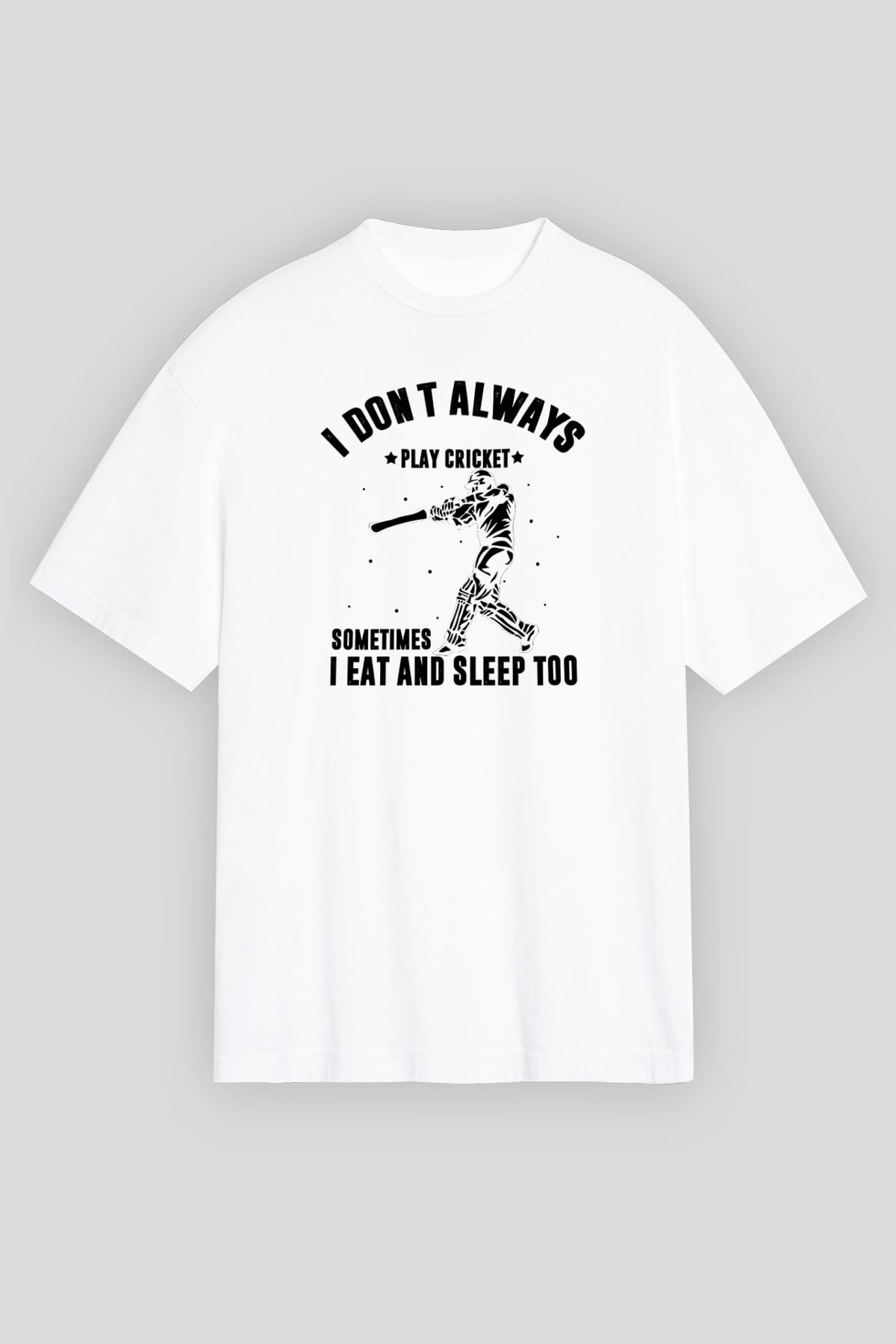 Kriket Baskılı Unisex Beyaz Oversize Tişört - Tshirt