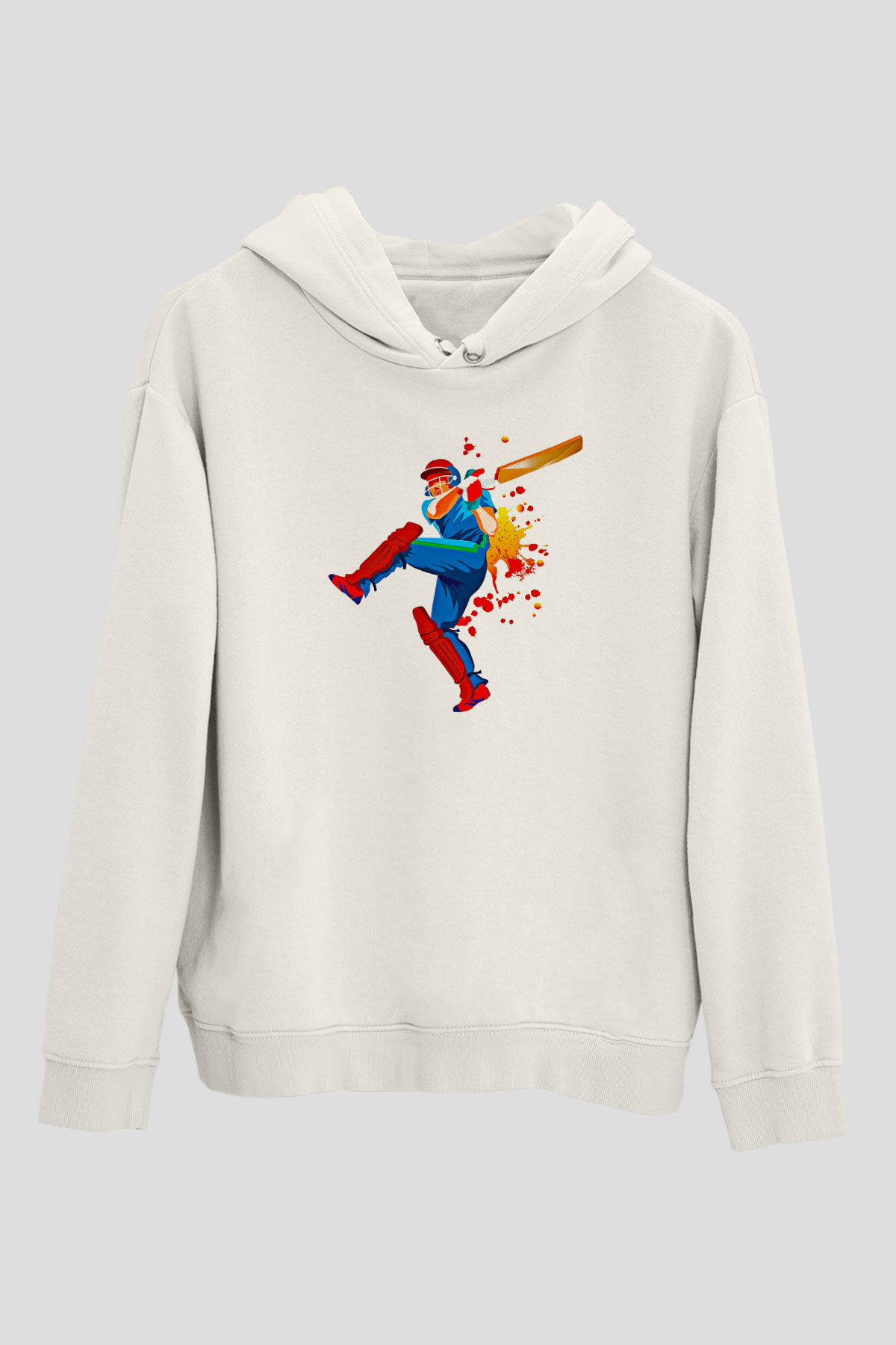 Kriket Baskılı Unisex Ekru Hoodie