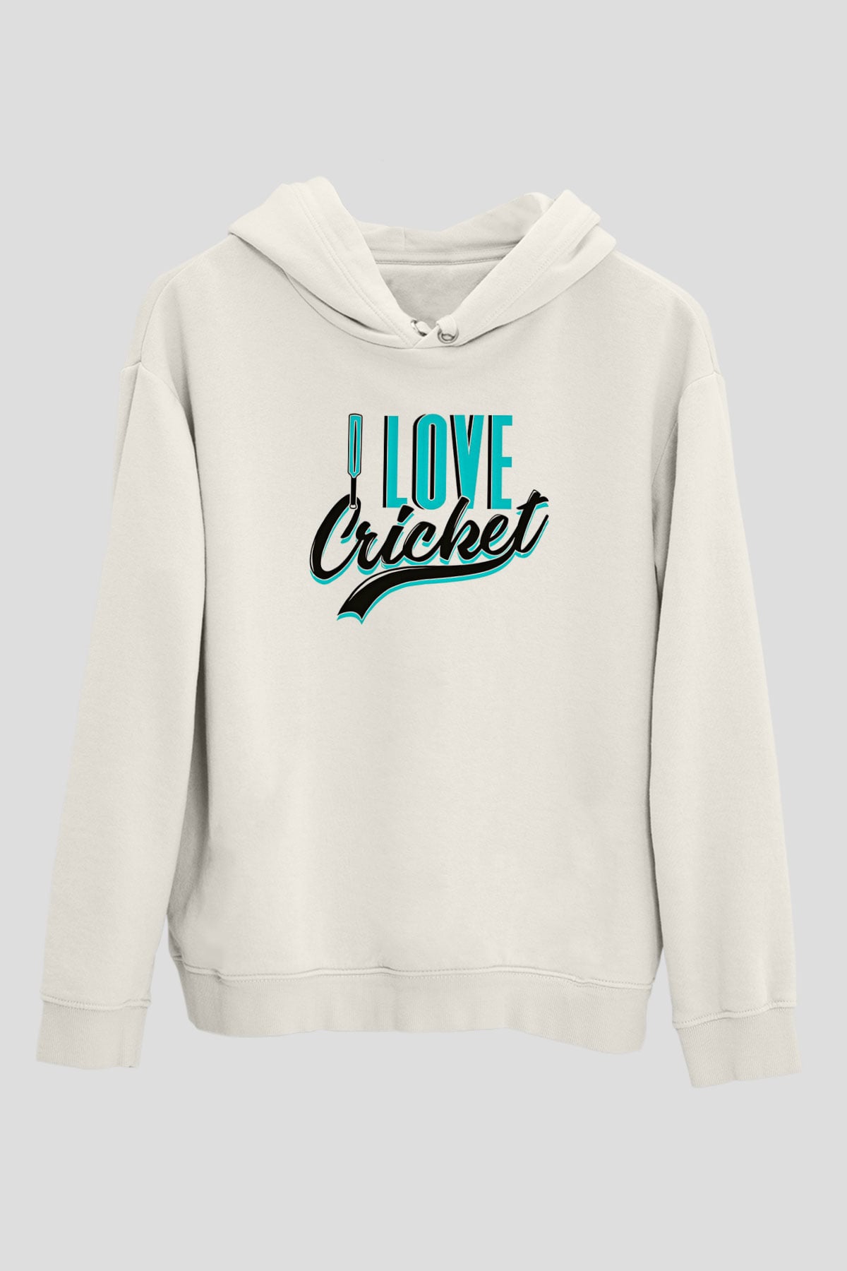 Kriket Baskılı Unisex Ekru Hoodie