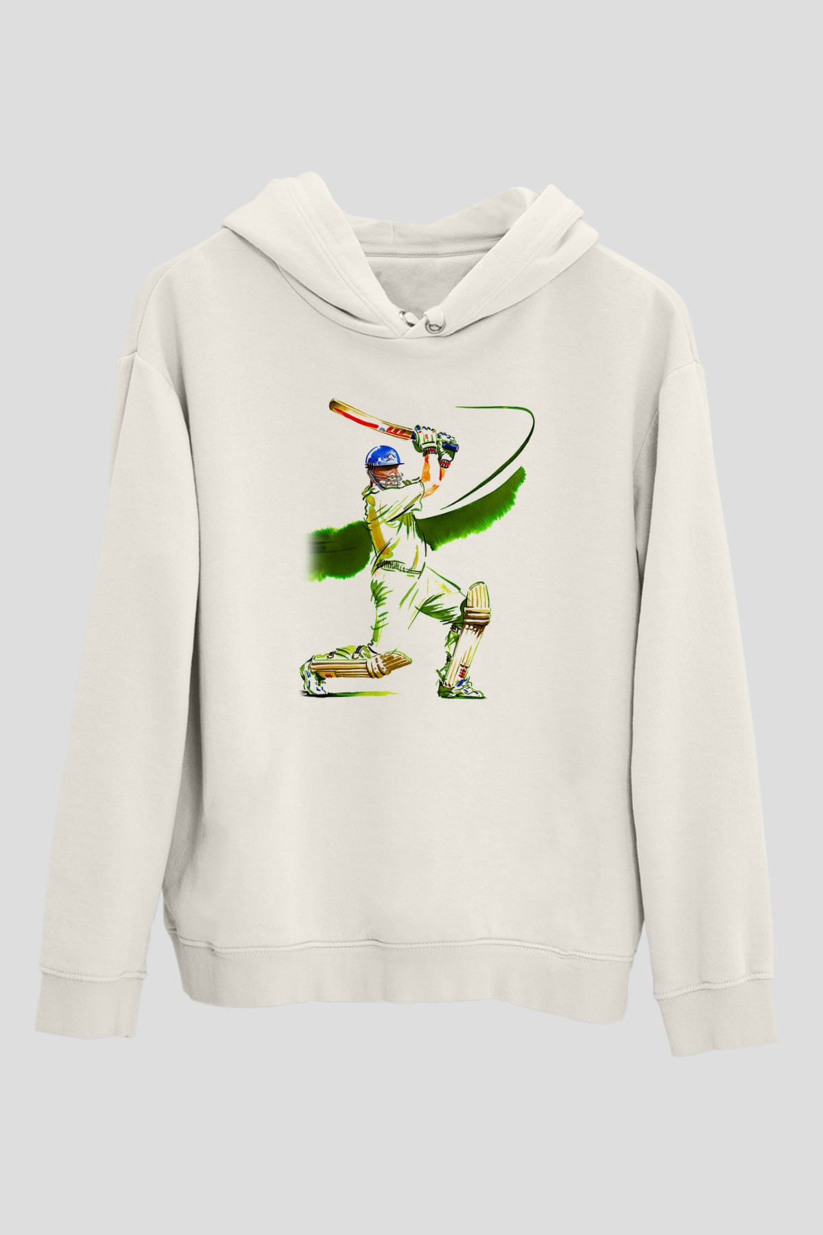 Kriket Baskılı Unisex Ekru Hoodie