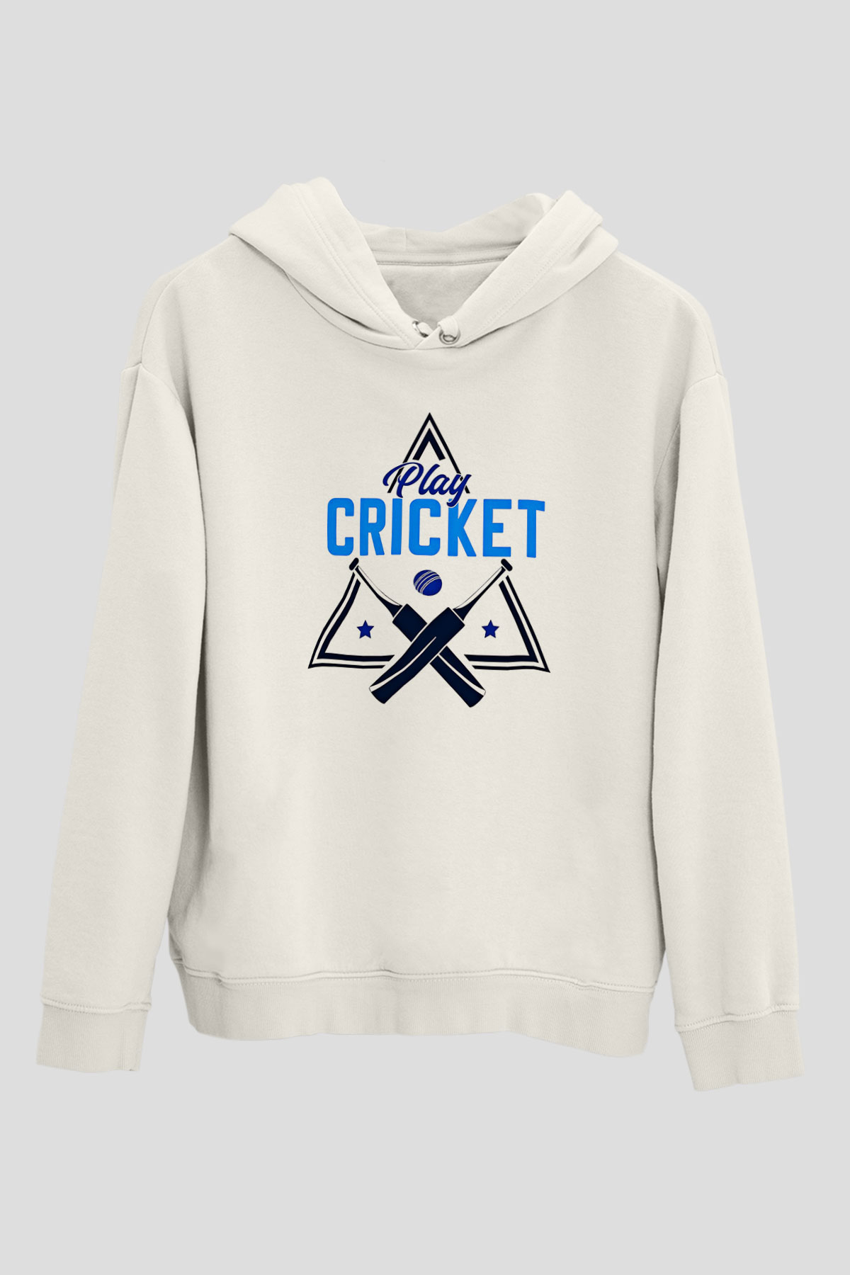 Kriket Baskılı Unisex Ekru Hoodie