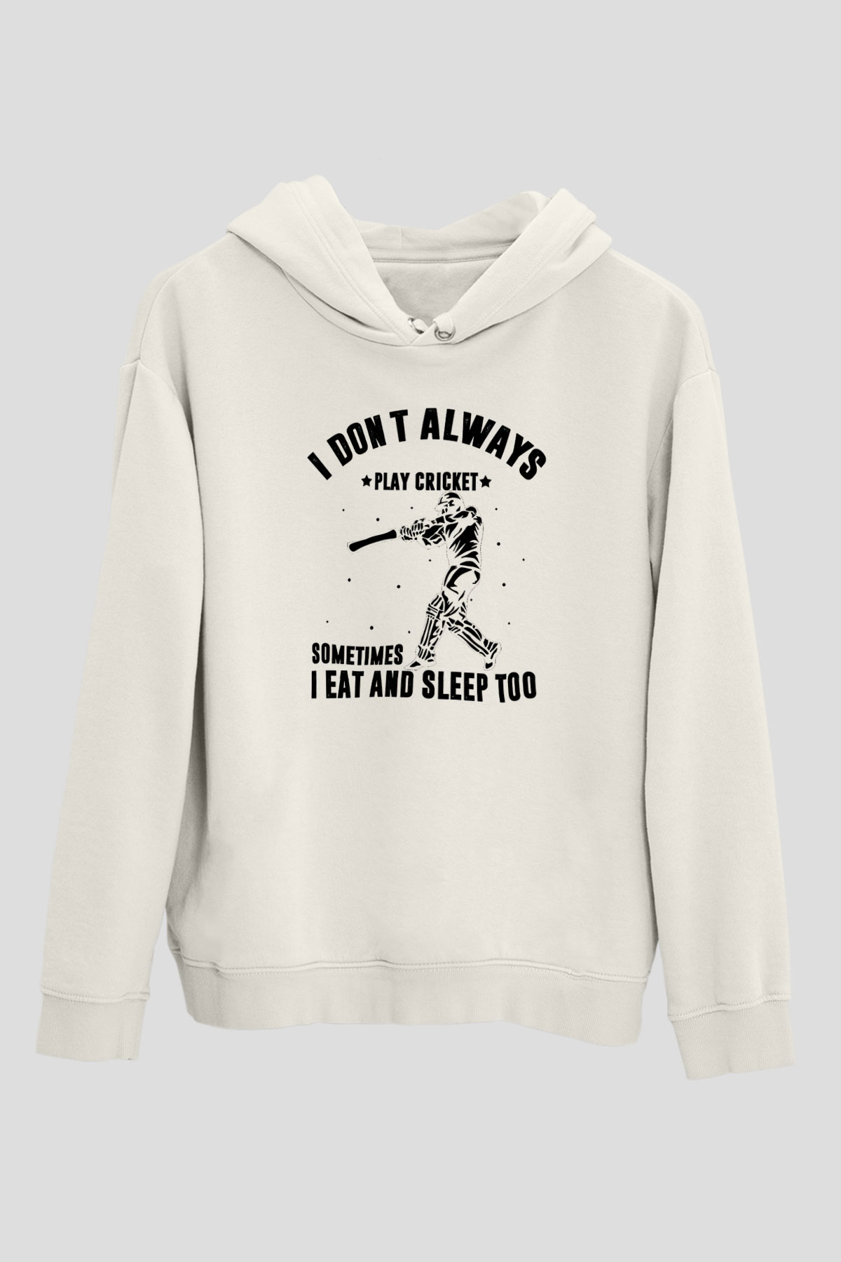 Kriket Baskılı Unisex Ekru Hoodie