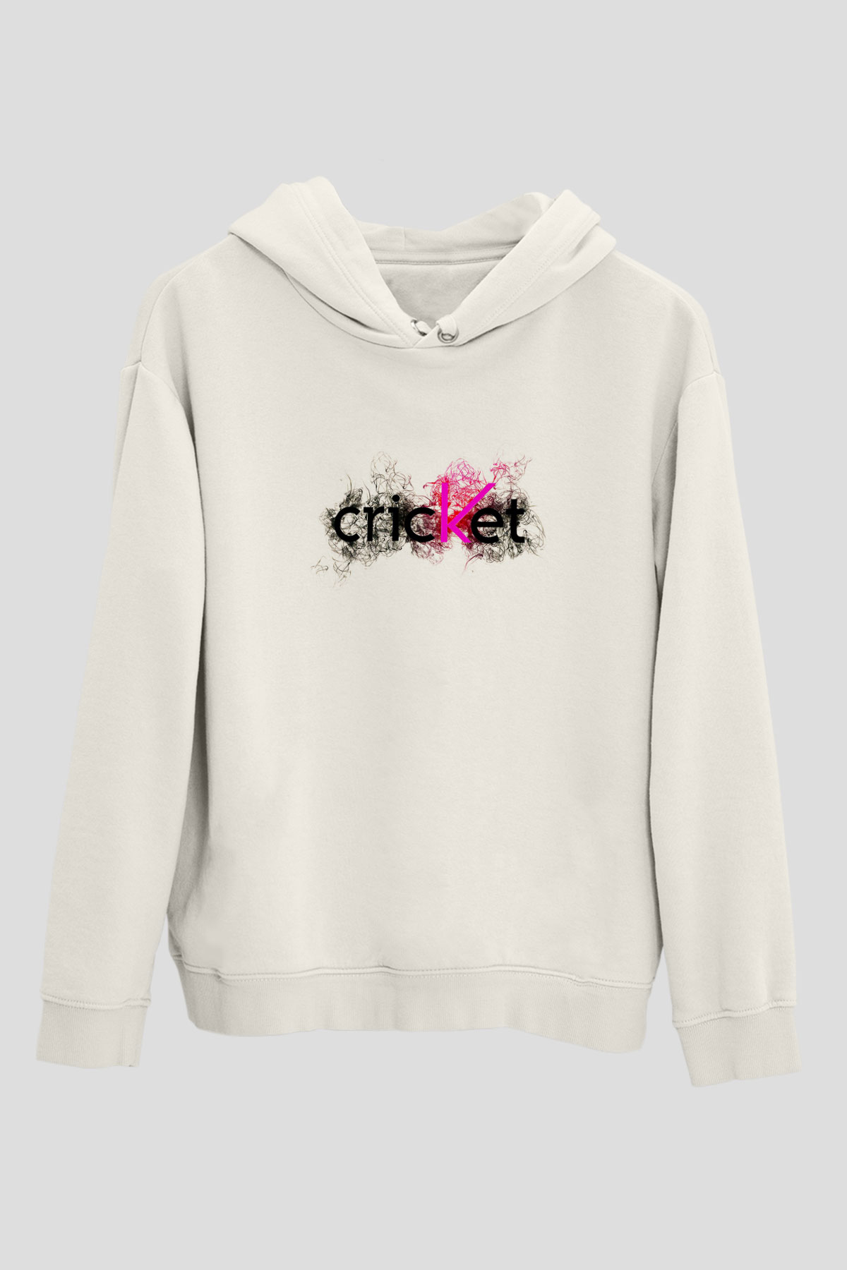 Kriket Baskılı Unisex Ekru Hoodie