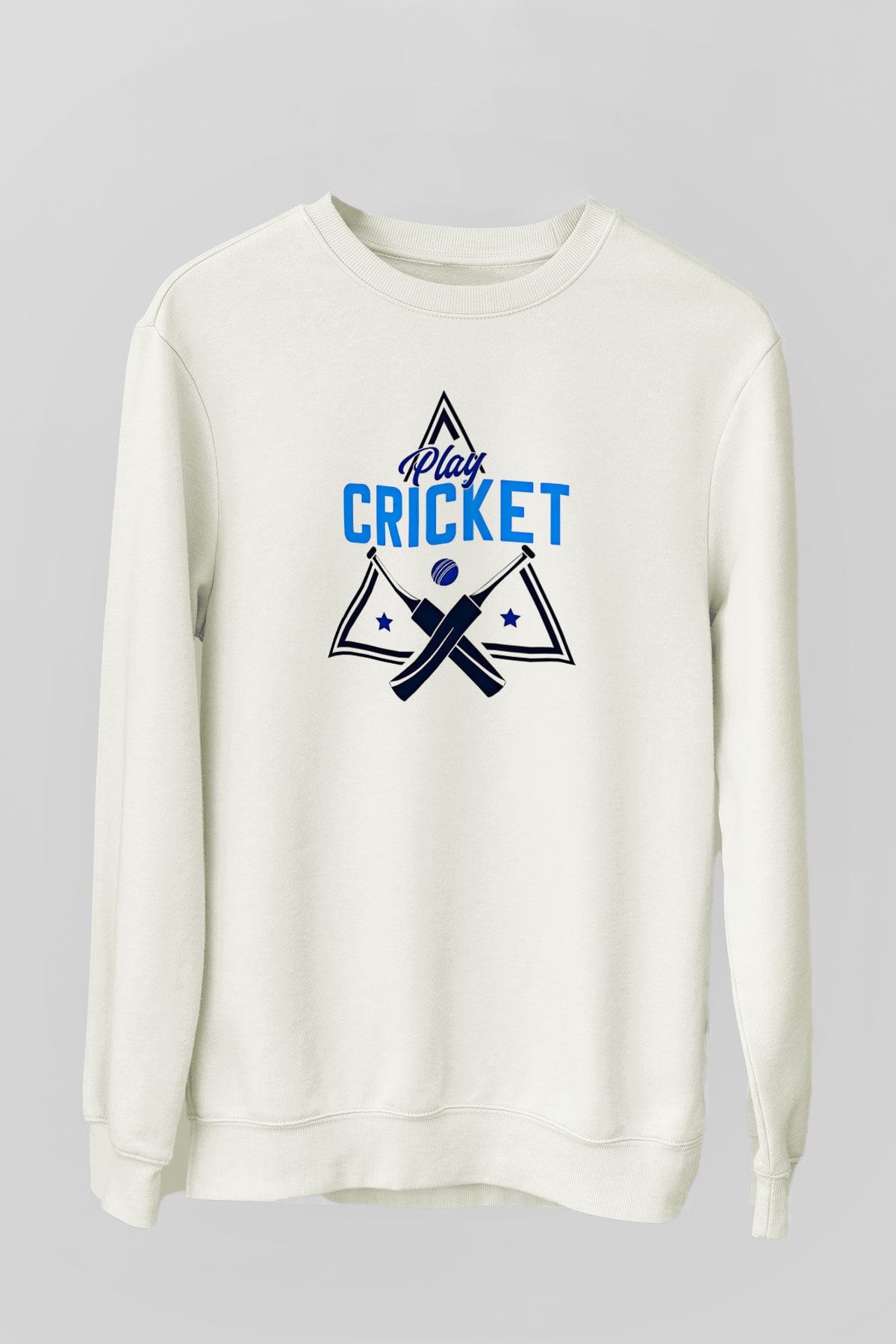 Kriket Baskılı Unisex Ekru Sweatshirt