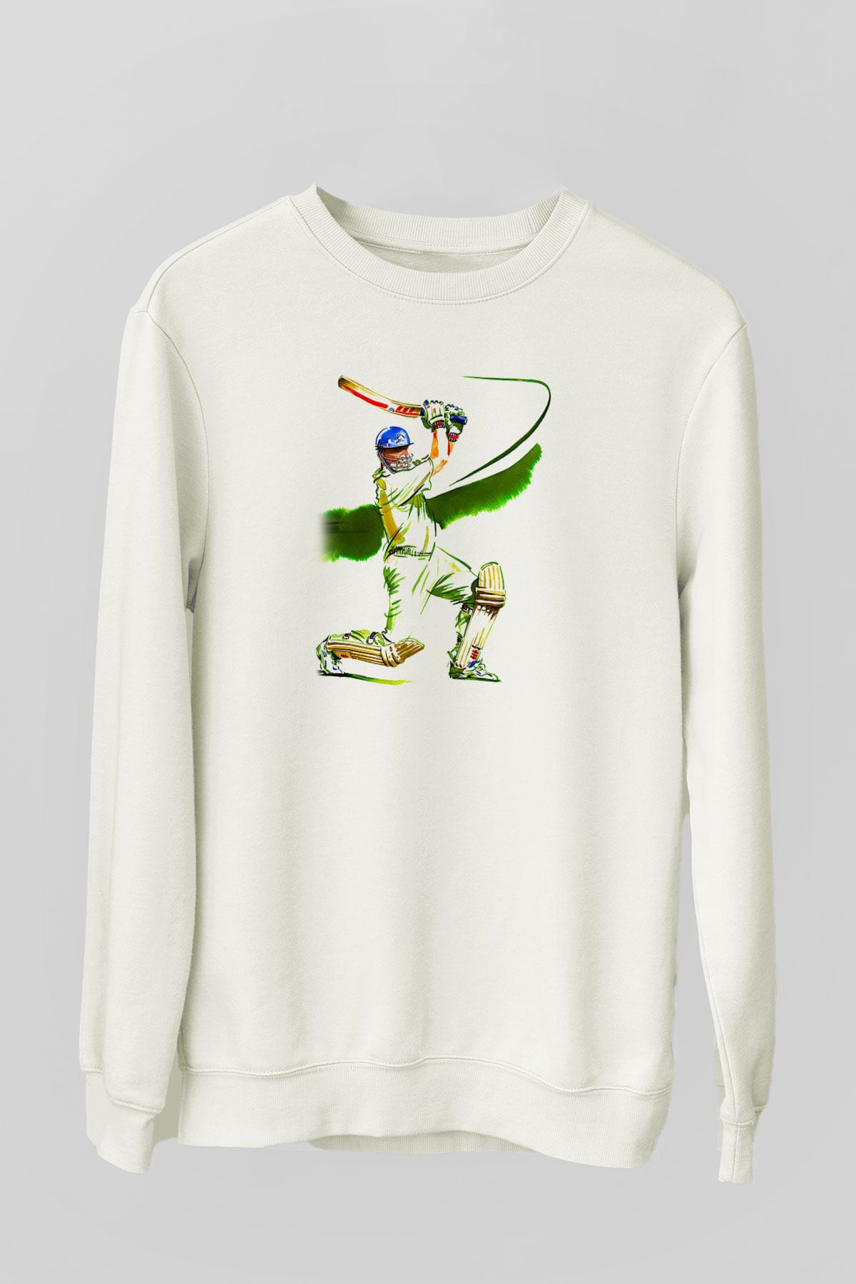 Kriket Baskılı Unisex Ekru Sweatshirt